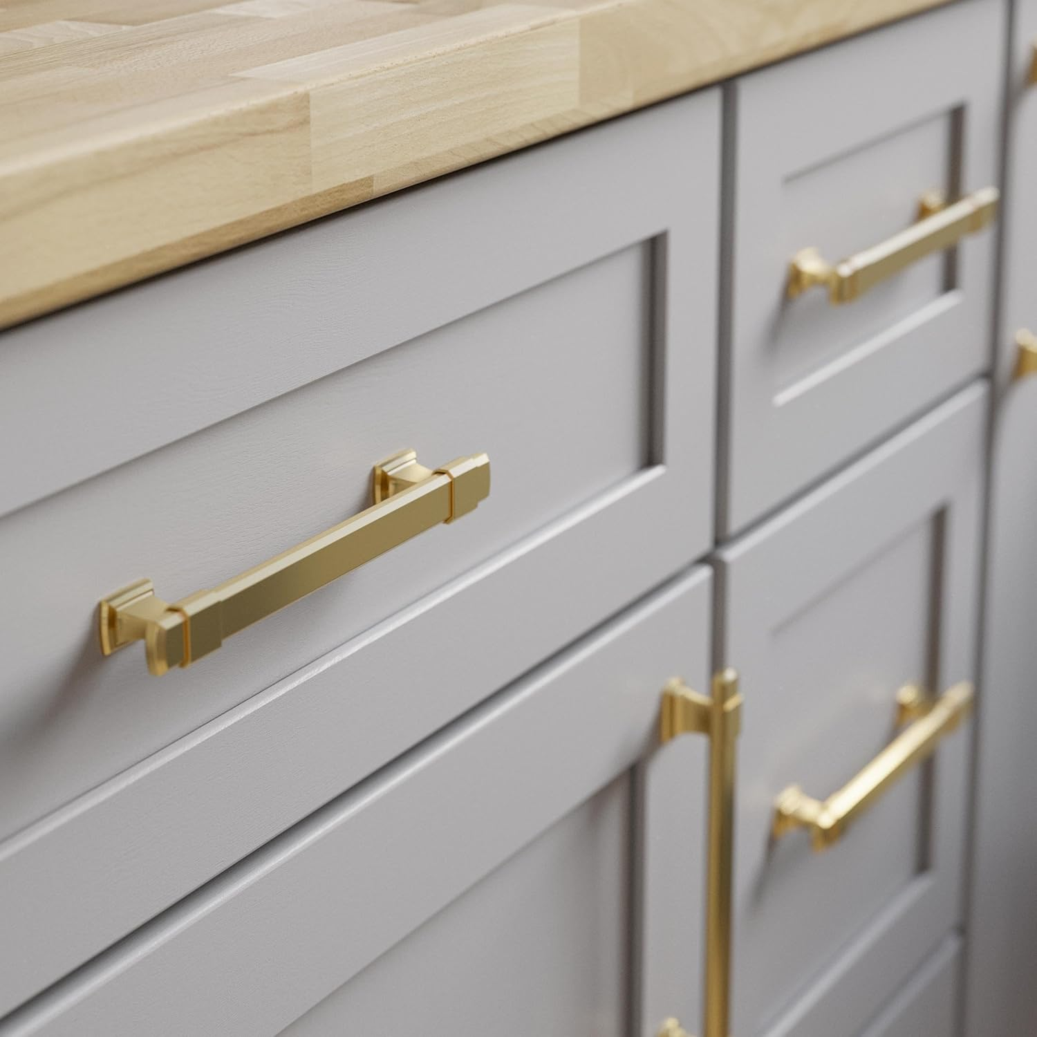 Franklin Brass Adjusta-Pull Chamfered Edge (5-Pack) Adjustable Drawer Pulls/Cabinet Handles 1-3/8" to 6-5/16" Hole Center Modern Gold Hardware Kitchen Door, Drawers, Dressers, Furniture P49107-117-B image number 6