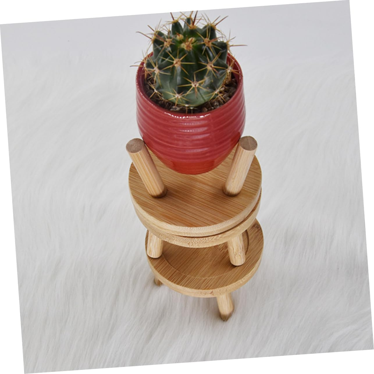 BESPORTBLE Bamboo Plant Saucer Pot Tray 2Pcs for Succulent Cactus Planters Indoor Outdoor Water Drainage Holder with Random Inner Diameter, Natural Bamboo Flowerpot Base for Home Gardening image number 6