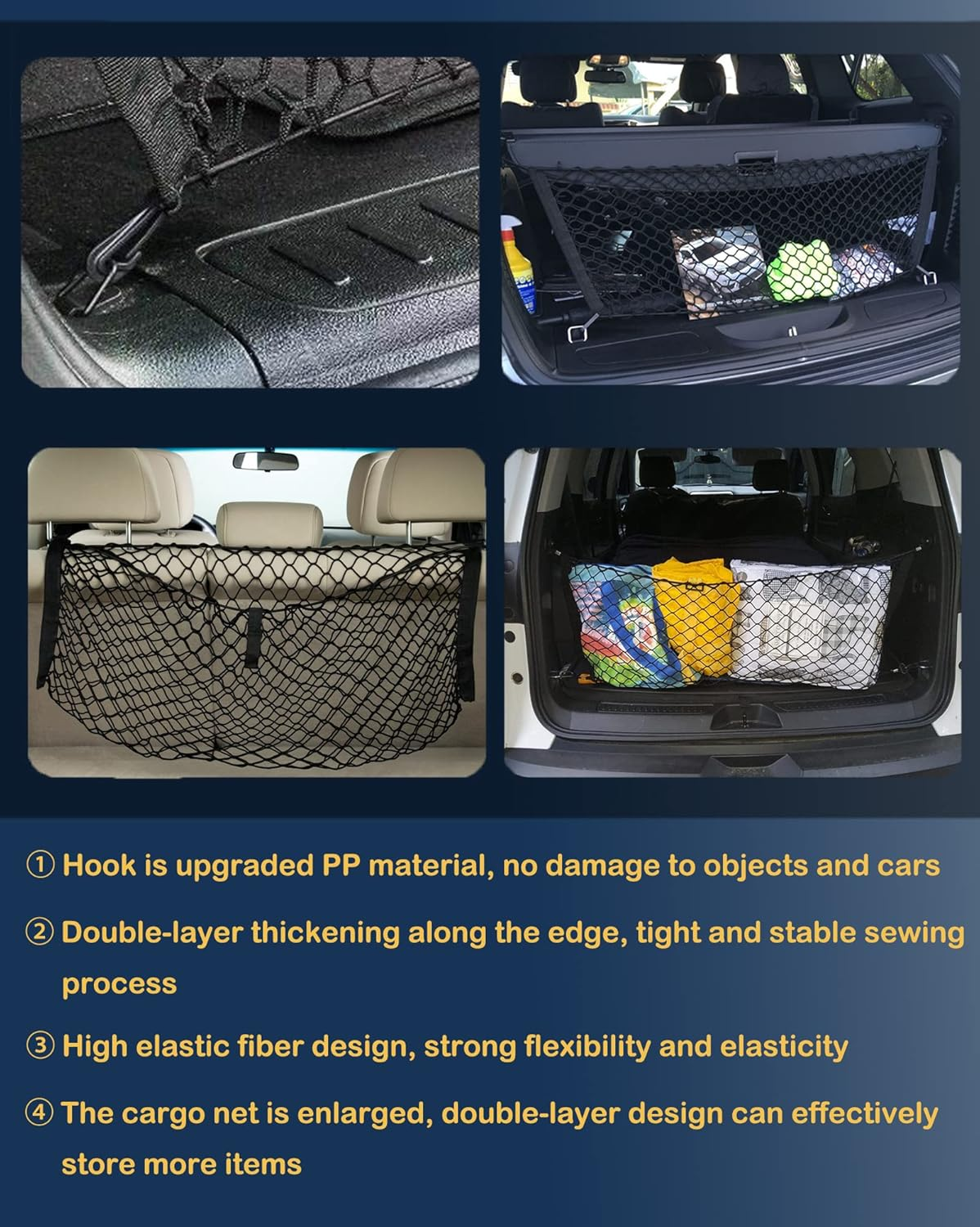 Trunk Cargo Net Compatible with Subaru Forester SK New 2024 2023 2022 2021 2020 2019 2018 2017 2016 2015 2014 2013 2012 2011 2010 2009 2008 2007 2006-1998 Car Rear Nylon Mesh Tailgate Netting image number 3