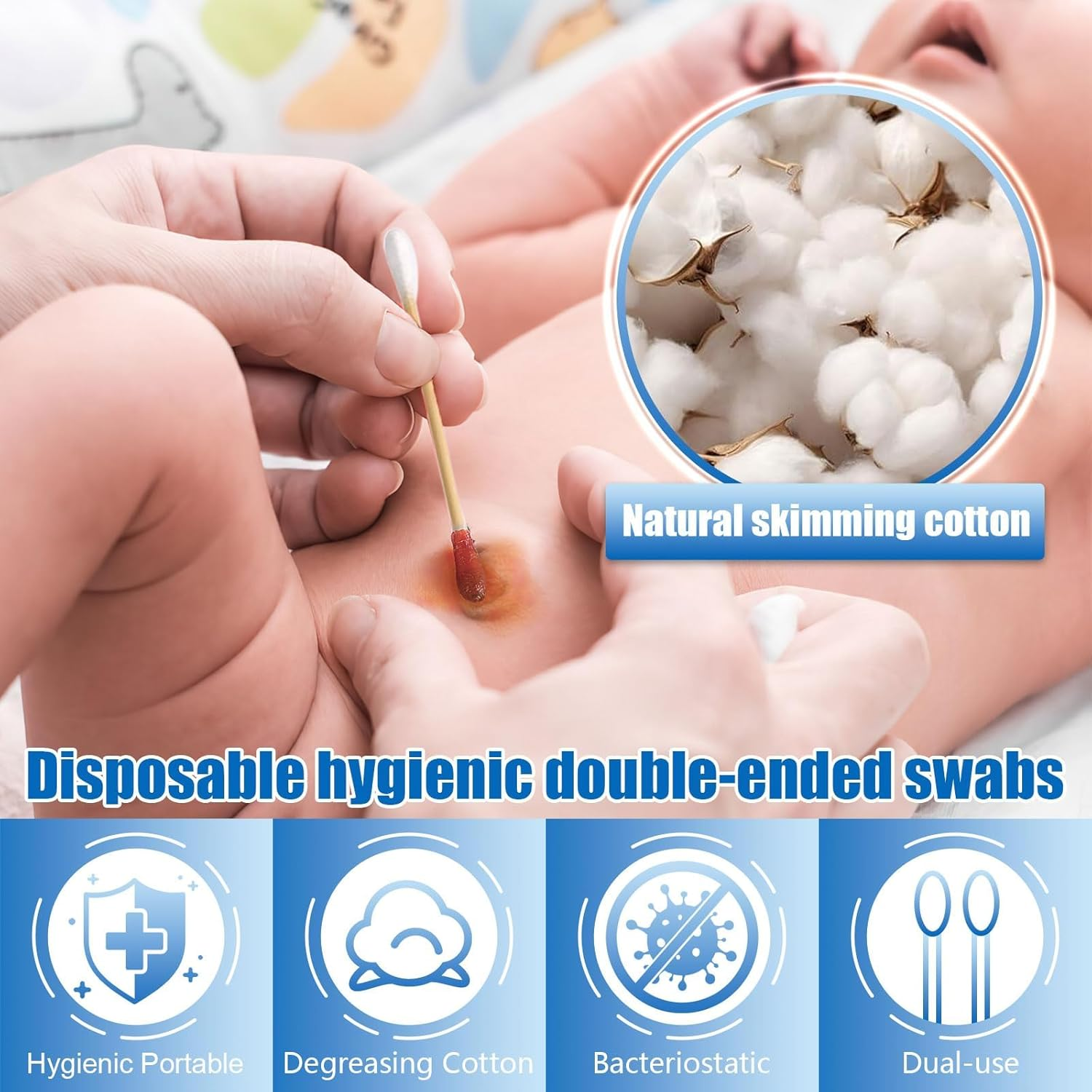 Cotton Swab, 500 Pcs Bamboo Cotton Swabs, round Tips Cotton Swabs for Makeup, Ears, Pet, Electronics Cleaning (White) image number 2