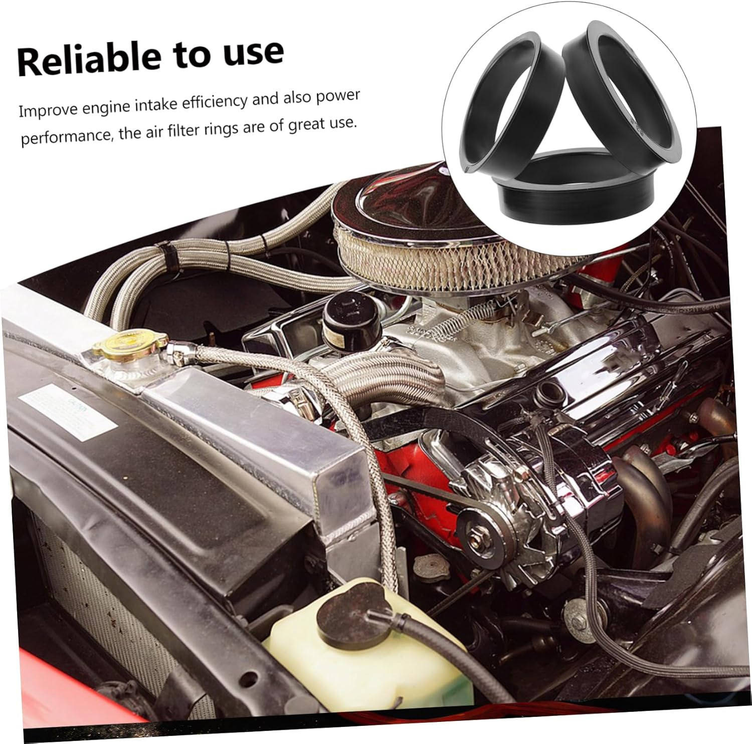 Mobestech 3Pcs Universal Rubber Adapter Rings Set for Car Air Filters Intake Filter Step-Up Rings 76Mm to 70Mm 63Mm 60Mm Compatible with 3-Inch Cone Air Intake for Vehicle Performance Optimization image number 2