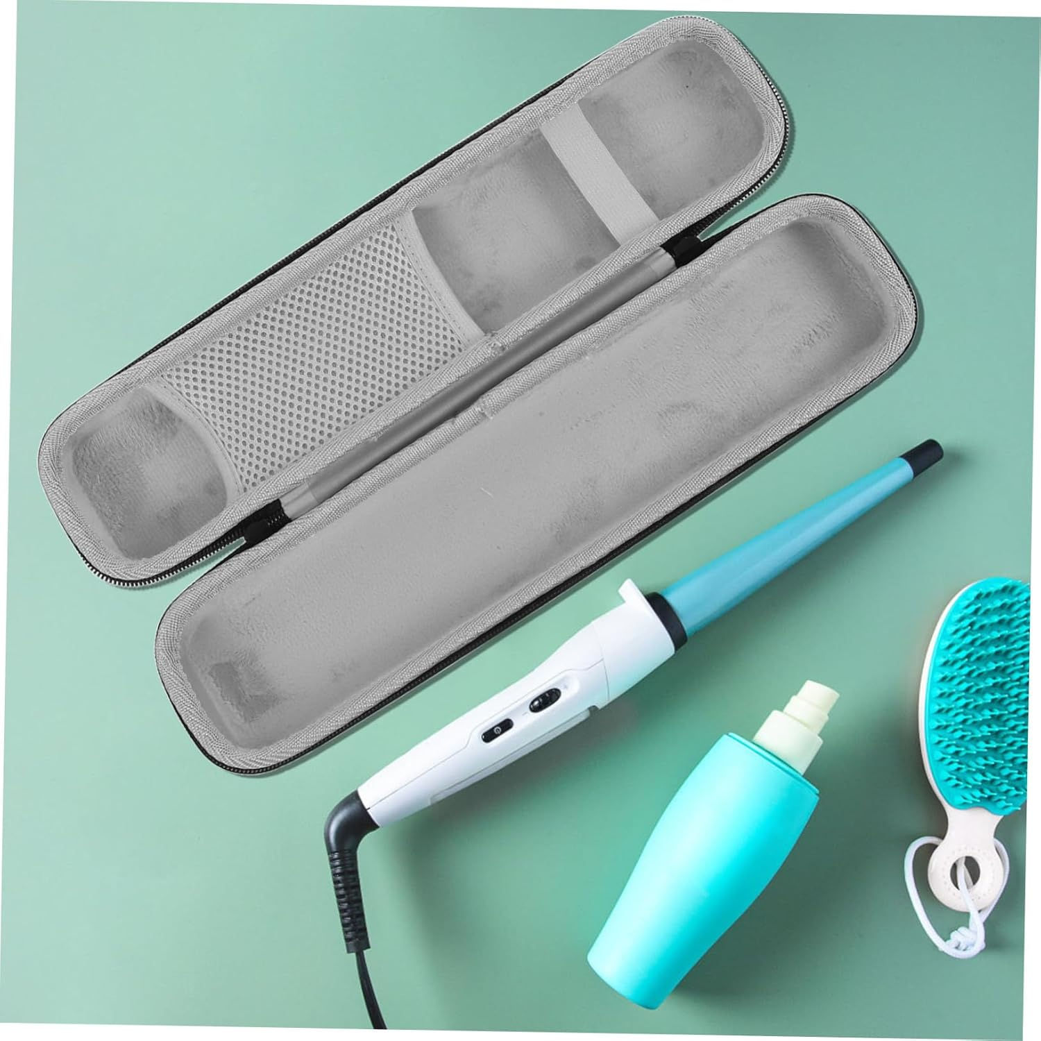 FRCOLOR Hair Straightener Case Eva Travel Holder Waterproof Stylish Storage Bag for Curling Iron Heat Resistant - Black image number 3