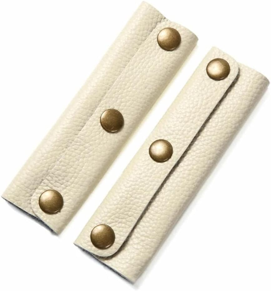 IUAQDP 2-Piece Leather Wrap Cover, Luggage Grip Protector with Brass Clasp, Soft Purse Strap Pad for Shopping, Travel, Suitcase, Tote Bag, Wallet - Brown