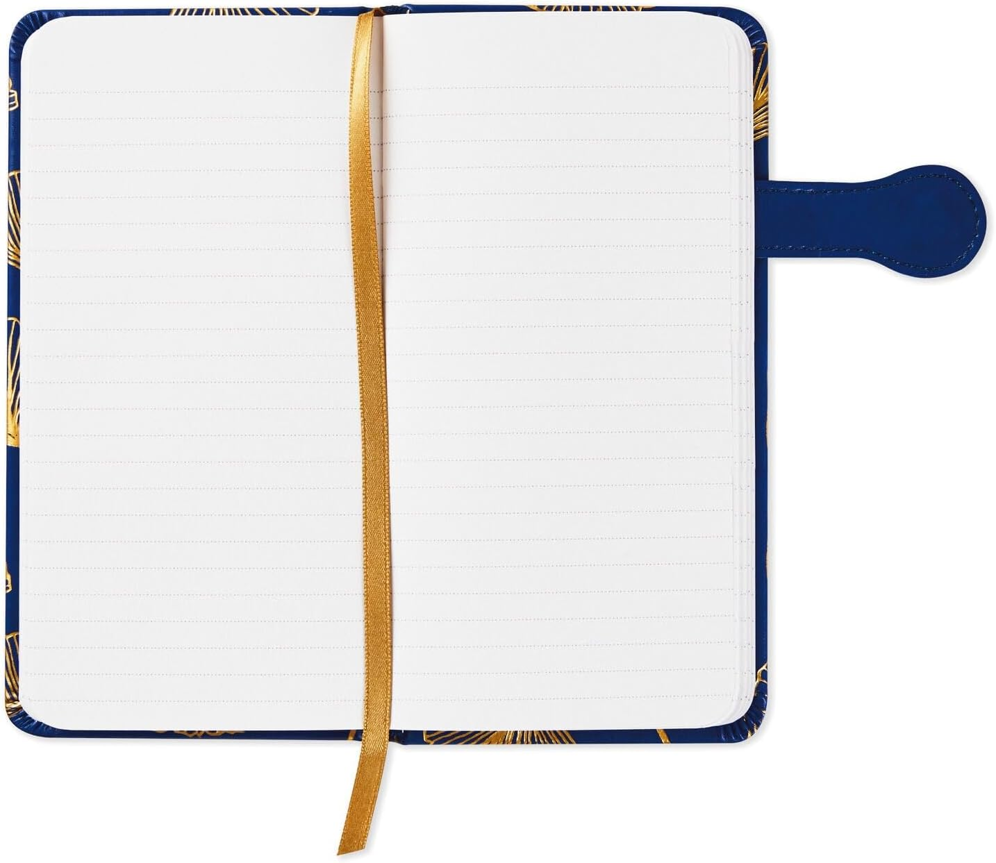 Hallmark Gingko Leaves Slim Journal - Hardcover Notebook - with Ribbon Bookmark - Regal Dark Blue Diary with Gold Foil Ginko Leaves