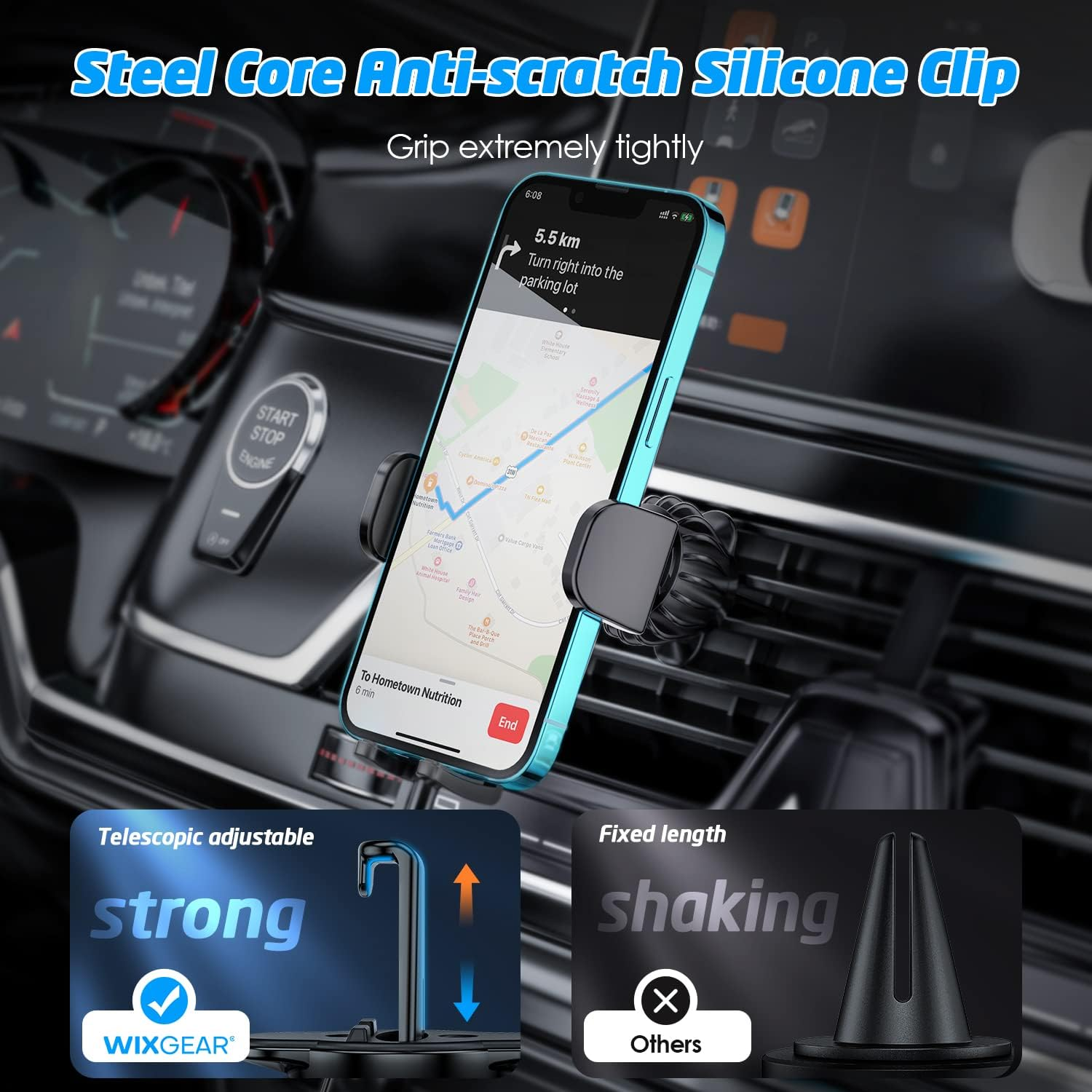 Wixgear Universal Air Vent Phone Holder for Car, Phone Mount for Car for Cell Phones (New Upgraded Vent Locks) image number 6