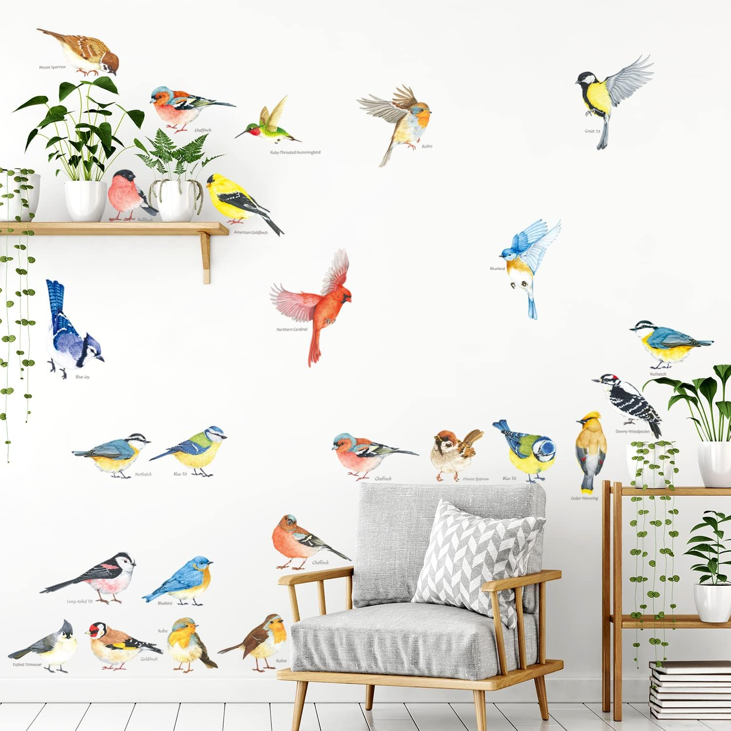 DECOWALL DS-8063 25 Little Birds Wall Art Stickers Colourful Flying Bird Wall Decals Removable Home Garden Tree Decor Window Poster Bedroom Kitchen Living Room image number 3