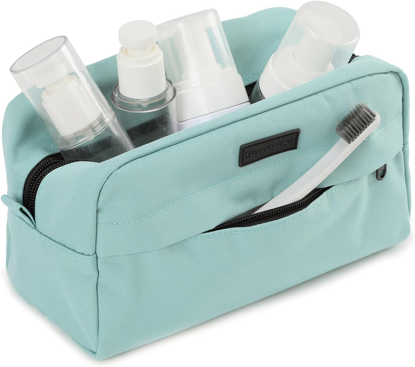 SEPWIK Travel Makeup Bag Cosmetic Bags for Women, Large Capacity Wide-Open Pouch Waterproof Toiletry Bag Make up Organizer Scandihome Series - Green image number 3