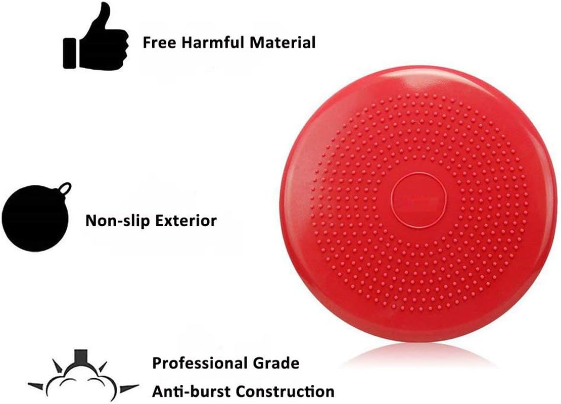 Inflated Stability Wobble Cushion, Balance Air Cushion Disc for Core Fitness Exercise, Wiggle Seat for Sensory Kids, Suitable for Office, Home, School, Pump Included image number 3
