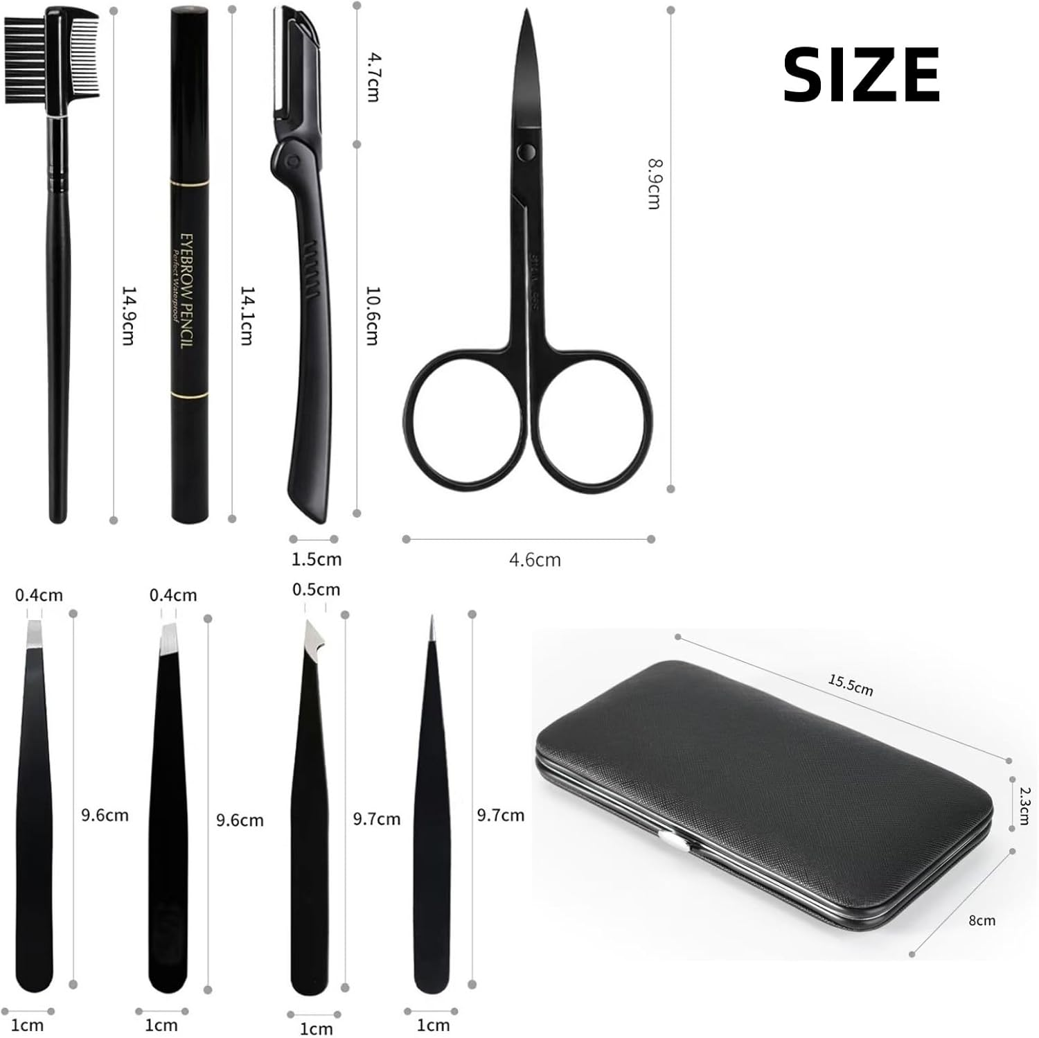 XFJSAK 8-Piece Eyebrow Grooming Set, Professional Eyebrow Grooming Set Includes 4 Eyebrow Holders with Different Tips, Eyebrow Clippers, Eyebrow Comb, Eyebrow Shaper and Eyebrow Pencil. image number 3