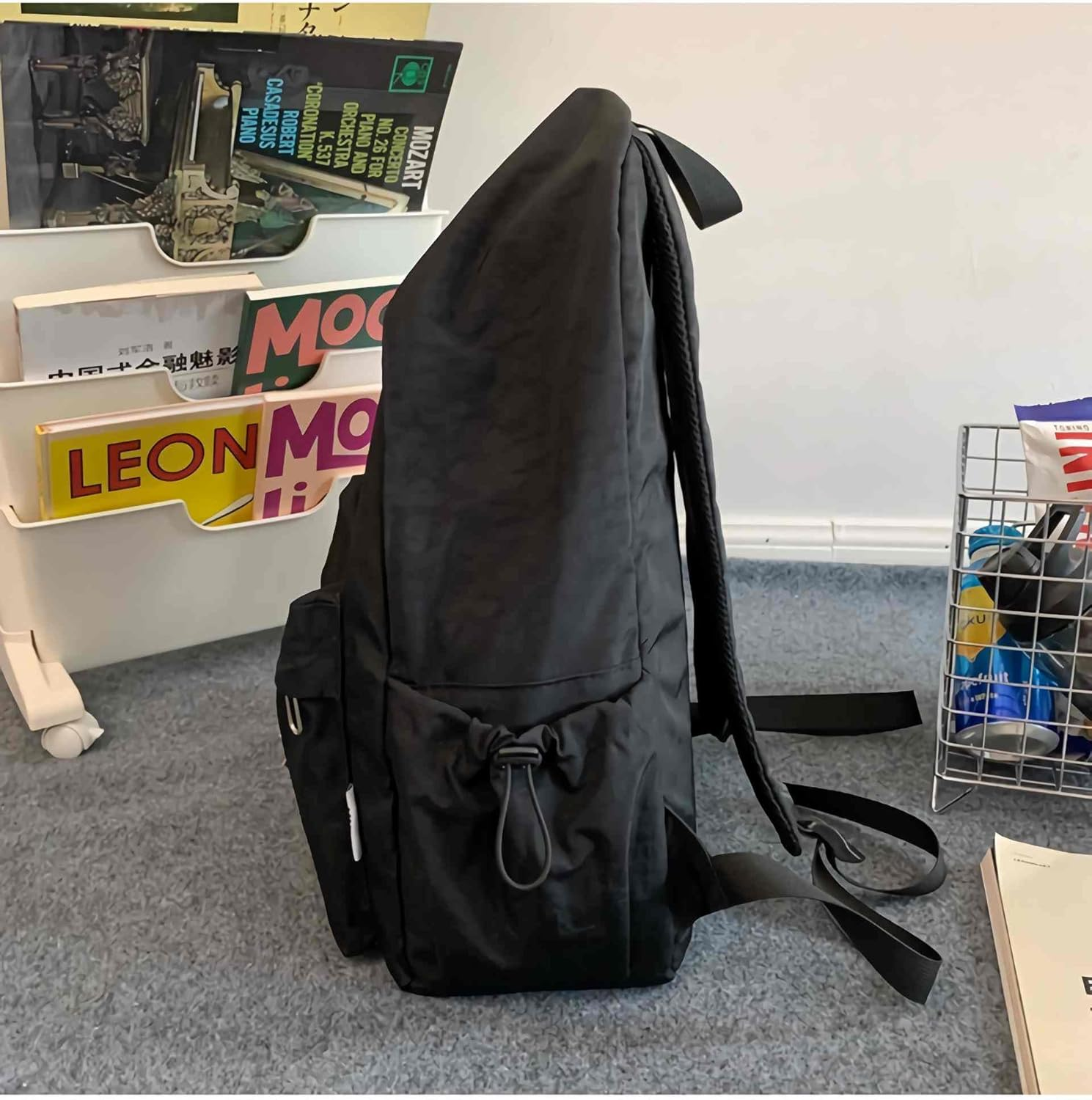 Lefe Liee Cute Y2K Star Backpack for Women, Kawaii Canvas Aesthetic Bookbag, Preppy Grunge Simple Emo Trendy Backpack Bag image number 4