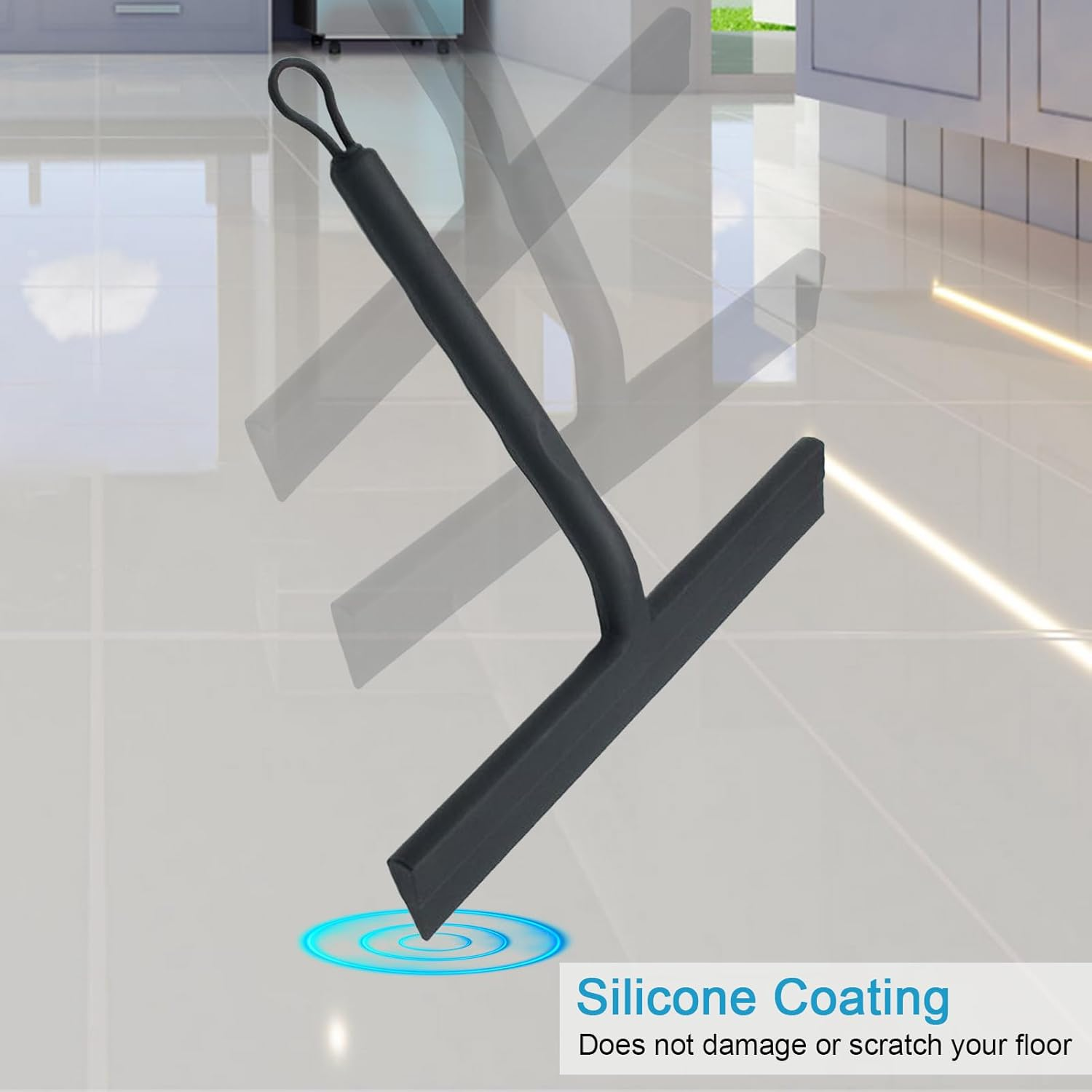 Squeegee for Shower, Shower Wiper Bathroom Squeegee Scraper, Silicone Cleaning Supplies Scrubber with 3 Hooks, Wiper Scraper for Tile Wall Mirror Car Windshield Window image number 3