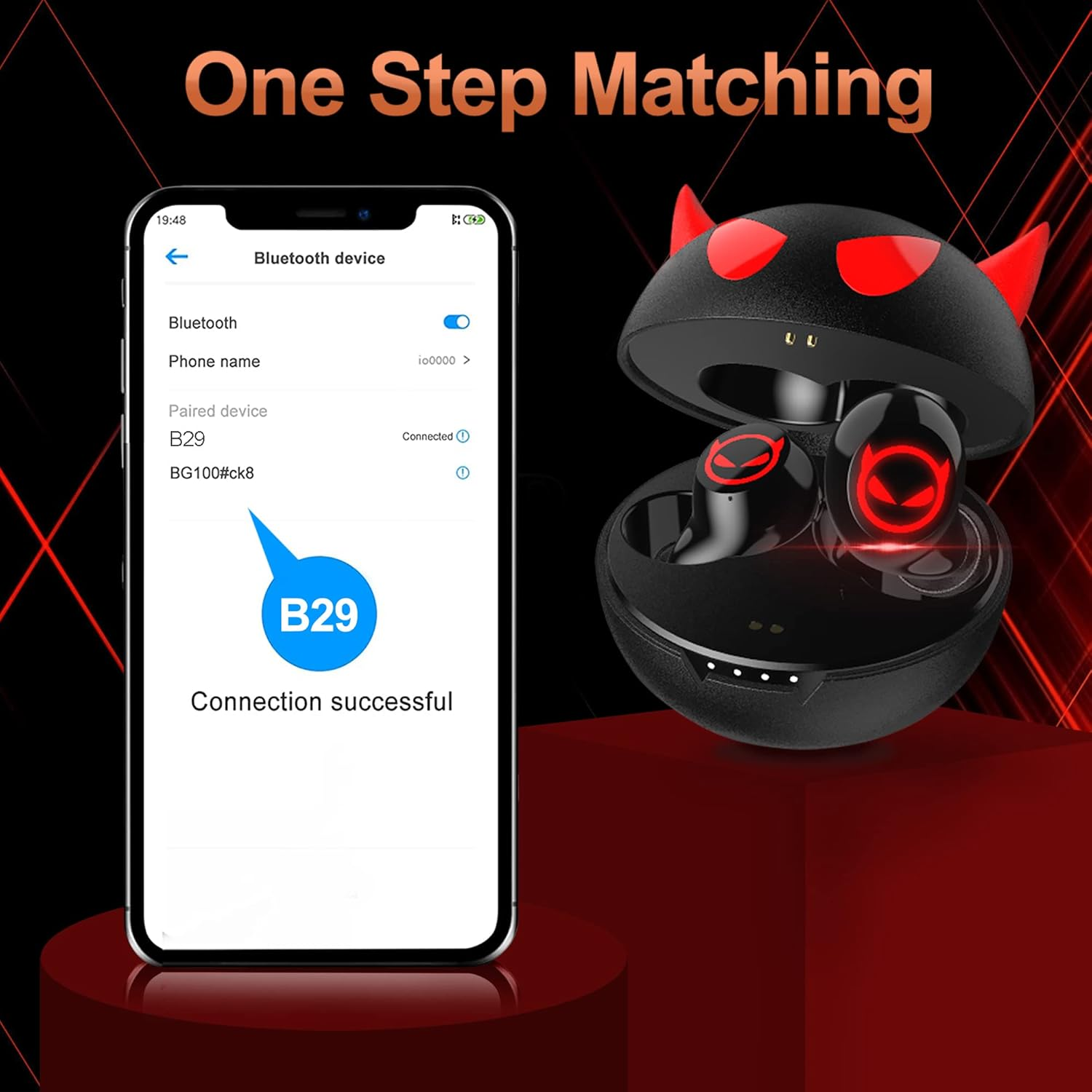 Personalise Bluetooth Headphones,Intelligent Touch,Noise Cancelling Wireless Earbuds,Bass Boost Stereo Sound,36H Playtime and IPX5 Waterproof,With 3(S M L)Ear Cups,Kids Wireless Earbuds for Small Ears - Black B85 image number 6