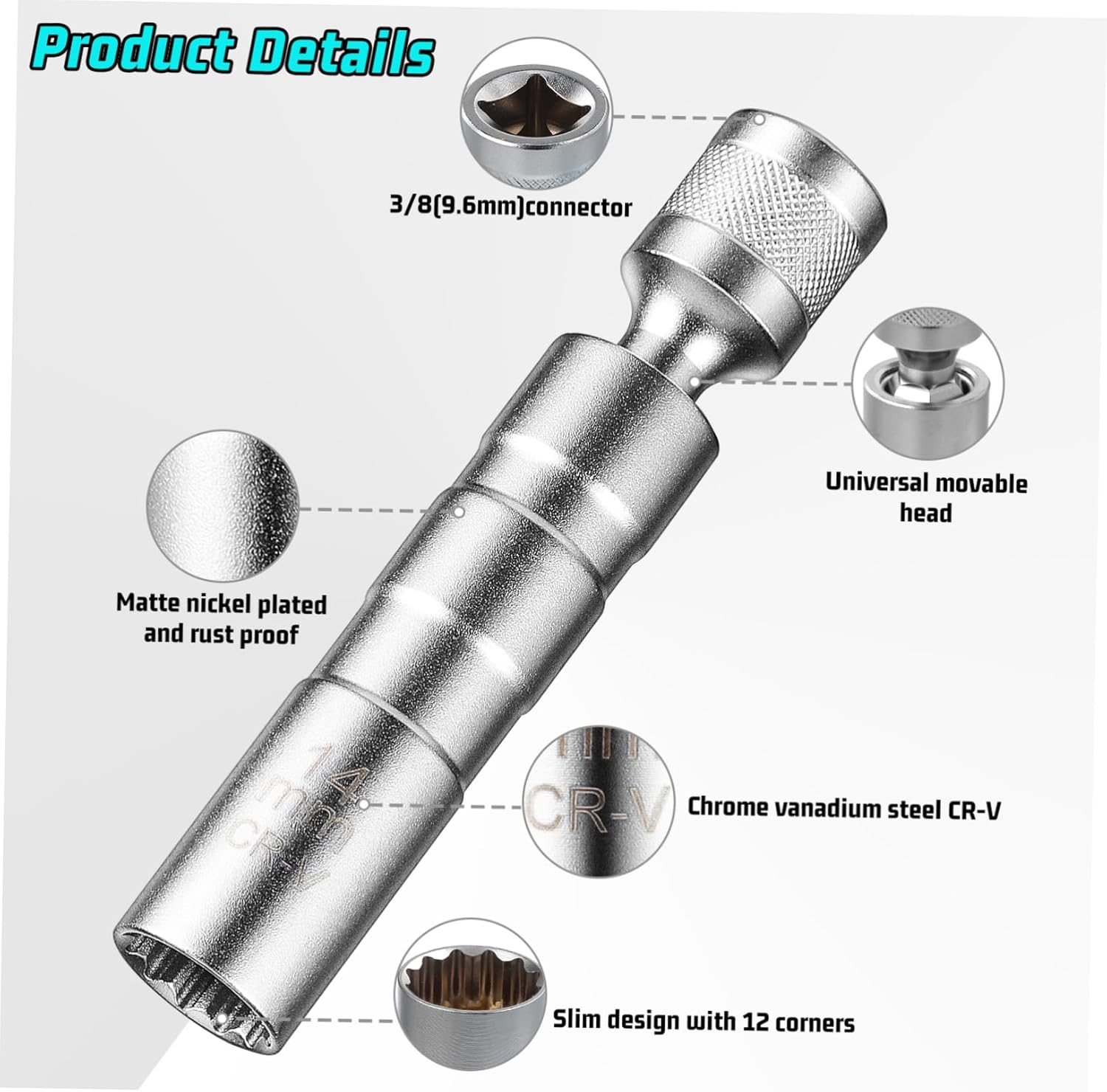 VINTORKY Spark Plug Remover Tool 2 Pcs Sockets Steel Socket Automotive Accessory image number 2