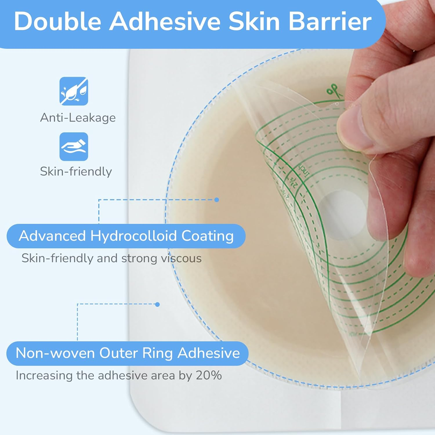 22 PCS Ostomy Supplies Colostomy Bags, 2 Piece Clamp Drainable Pouches for Colostomy Ileostomy Stoma Care, Cut-To-Fit, 70 Mm Max (16 X Ostomy Bags+ 6 X Barriers+3 X Clamps) image number 6