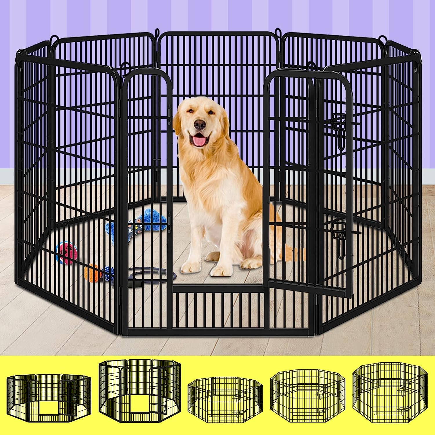 Beastie Foldable Pet Dog Metal Playpen 40", 8 Panels Folding Dog Play Pen Frame for Puppy Cat Rabbit Animal, Universal Portable Pet Exercise Cage Play Yard Enclosure Fence for Indoor Outdoor Enhanced