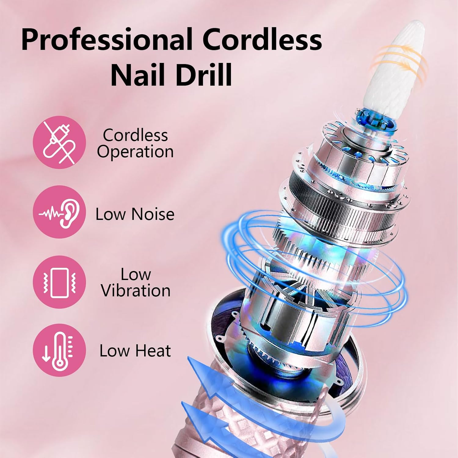 Oolong Rechargeable Cordless Nail Drill 35000RPM Professional, Electric Nail File Kit with LCD Screen & Twist Lock - Salon Quality for Acrylic Nails, Manicure Pedicure image number 1