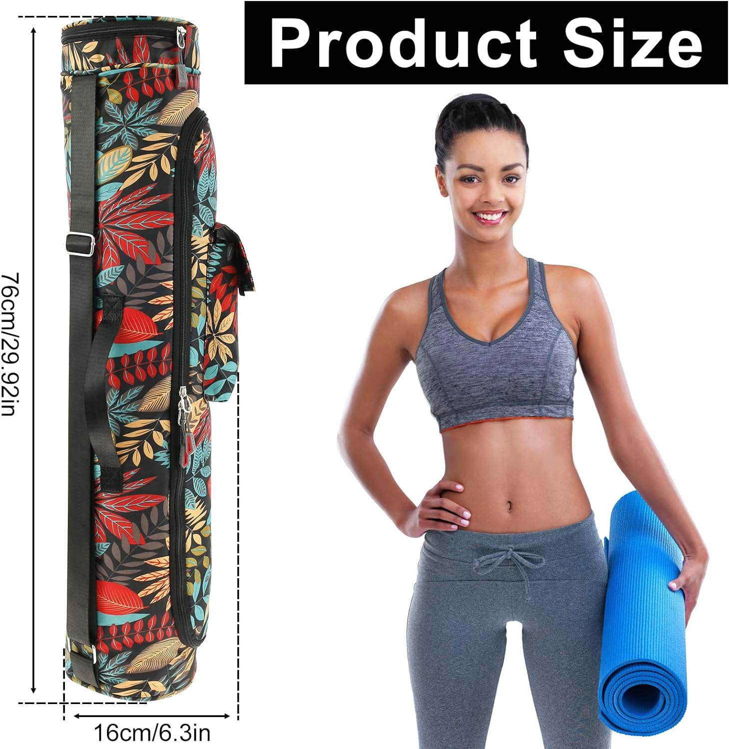 Yoga Mat Bag Yoga Mat Carrier Bag Portable Yoga Mat Carrier Bag for Most Yoga Mats with Storage Pockets with Adjustable Strap for Women Men Yoga Duffle