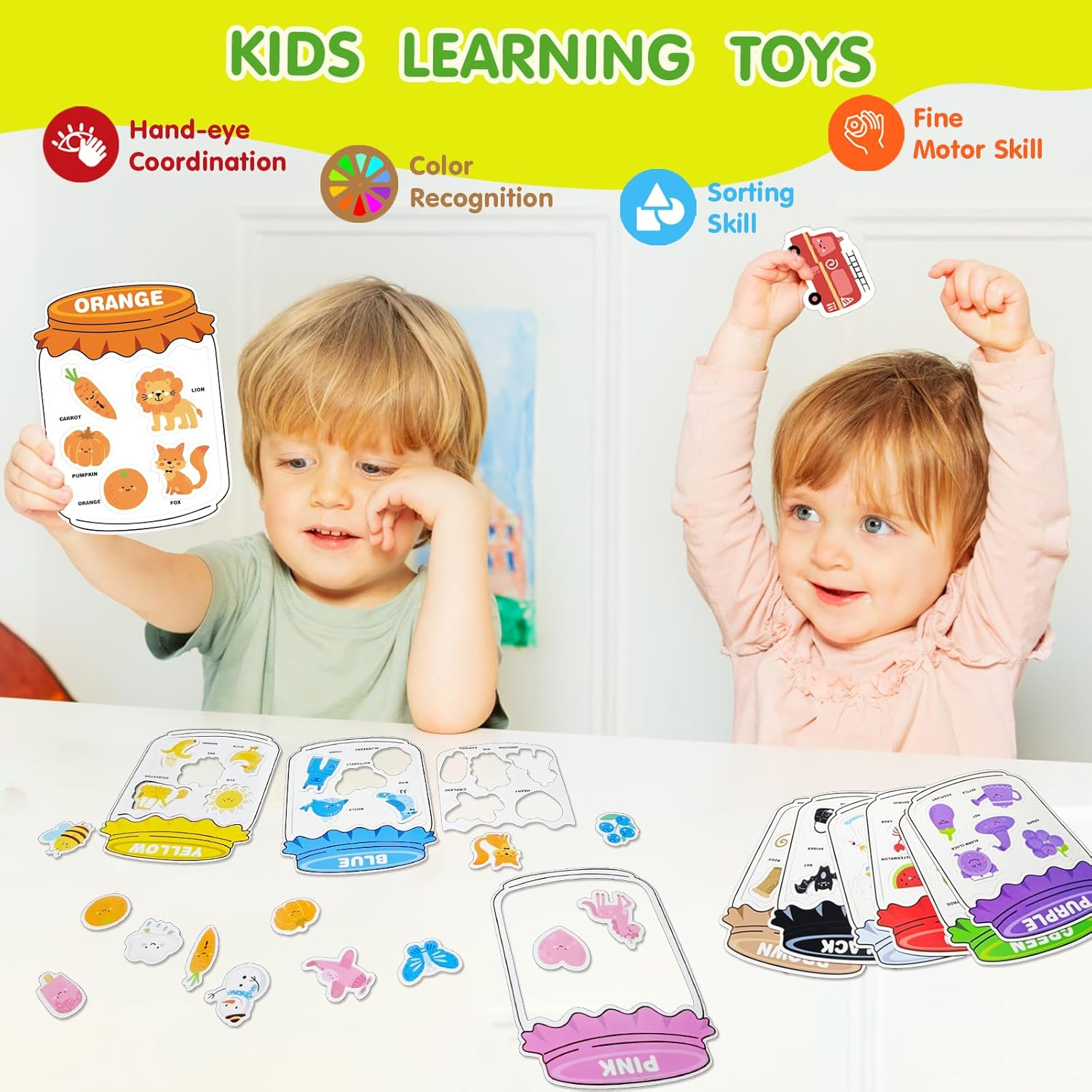 10 Pieces Color Sorting Toys, Educational Flash Cards image number 1