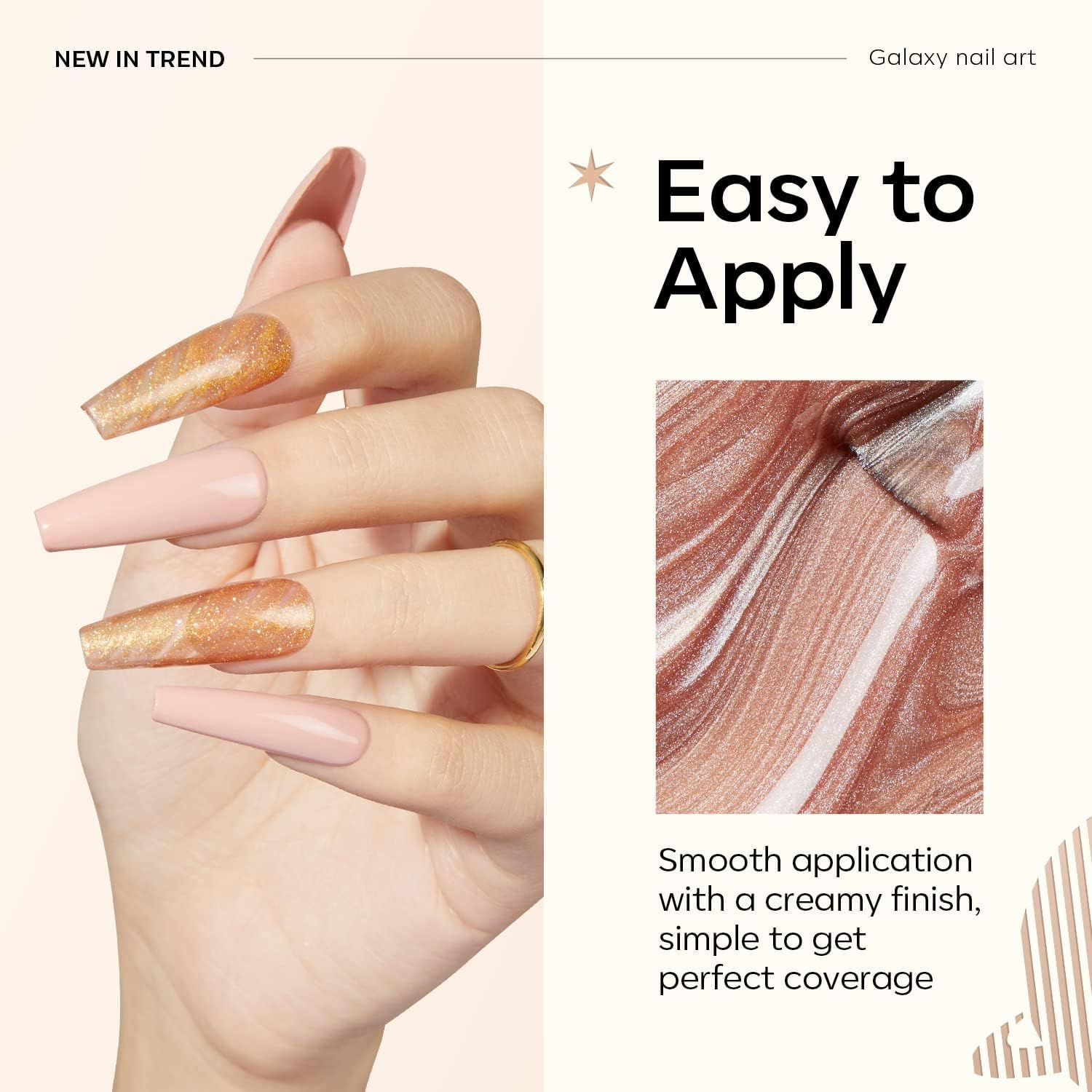 Modelones Cat Eye Gel Nail Polish Set 6 Colors, Glitter Nude Sparkle Dark Purple Gold Shiny Magnetic Effect Chrome Diamond Multifunction Home Manicure Kit Winter Special Gifts Annual Limited Edition image number 2