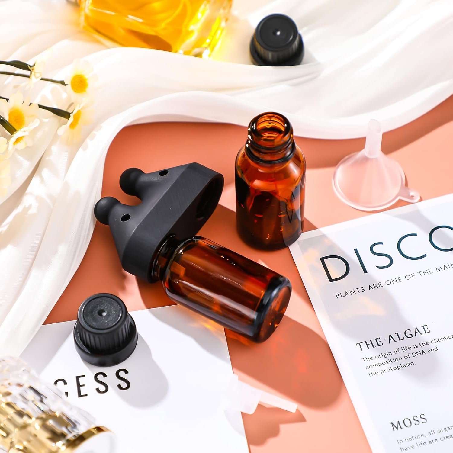 Chunful Essential Oil Inhaler, Double Bottle Leakproof Double Hole Aroma Nasal Inhaler Cap Mini Perfume Dispenser Bottle for Enhances Aromatherapy image number 5