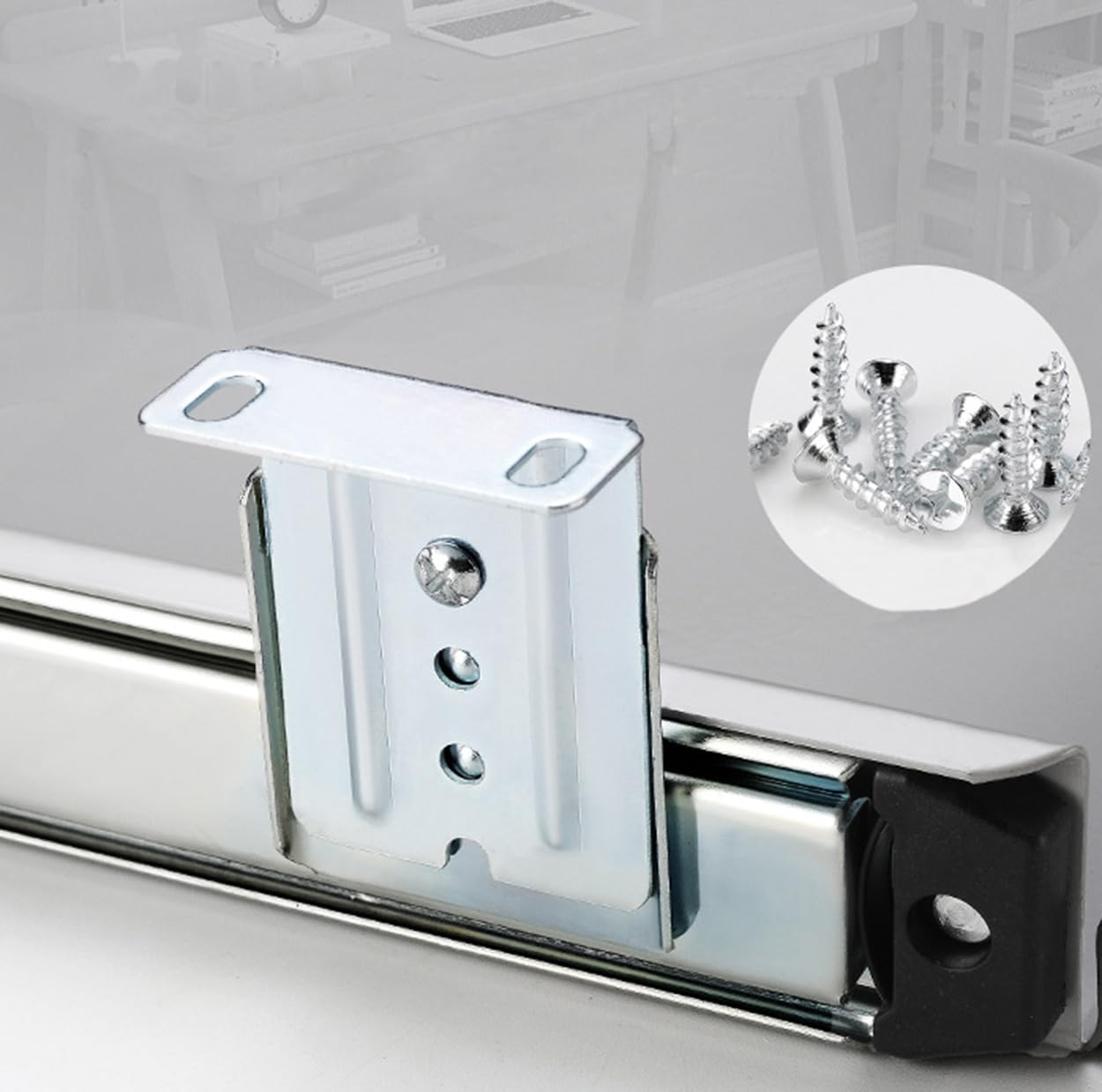 Meichoon Under-Desk Keyboard Tray All-Steel 18.9 * 7.9"/48 * 20Cm Panel Slideway Drawer Silent and Smooth Thick Rails Wear-Resistant Durable Home Office Black image number 3