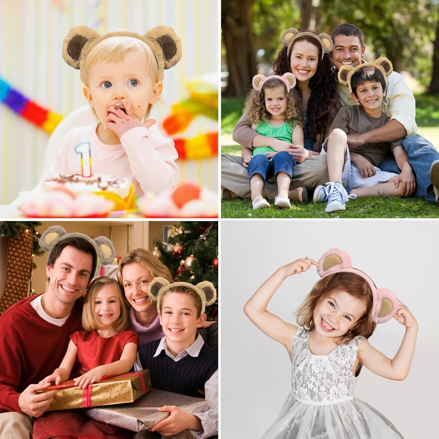 Forreen Bear Ears Headband, Pack of 3, Bear Ears, Headband, Cartoon, Cute Bear Ears, Hairband, Fashion, Soft, Comfortable Headbands for Make-Up, Washing, Face, Cosplay, Party image number 6