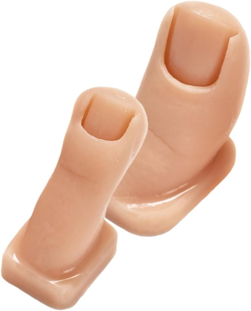 GOOHOCHY 2Pcs Silicone Practice Toenails for Manicure Training Ergonomic Soft Fake Toes with Realistic Texture Flexible Nail Art Practice Model for Acrylic Nail Painting and Carving image number 4