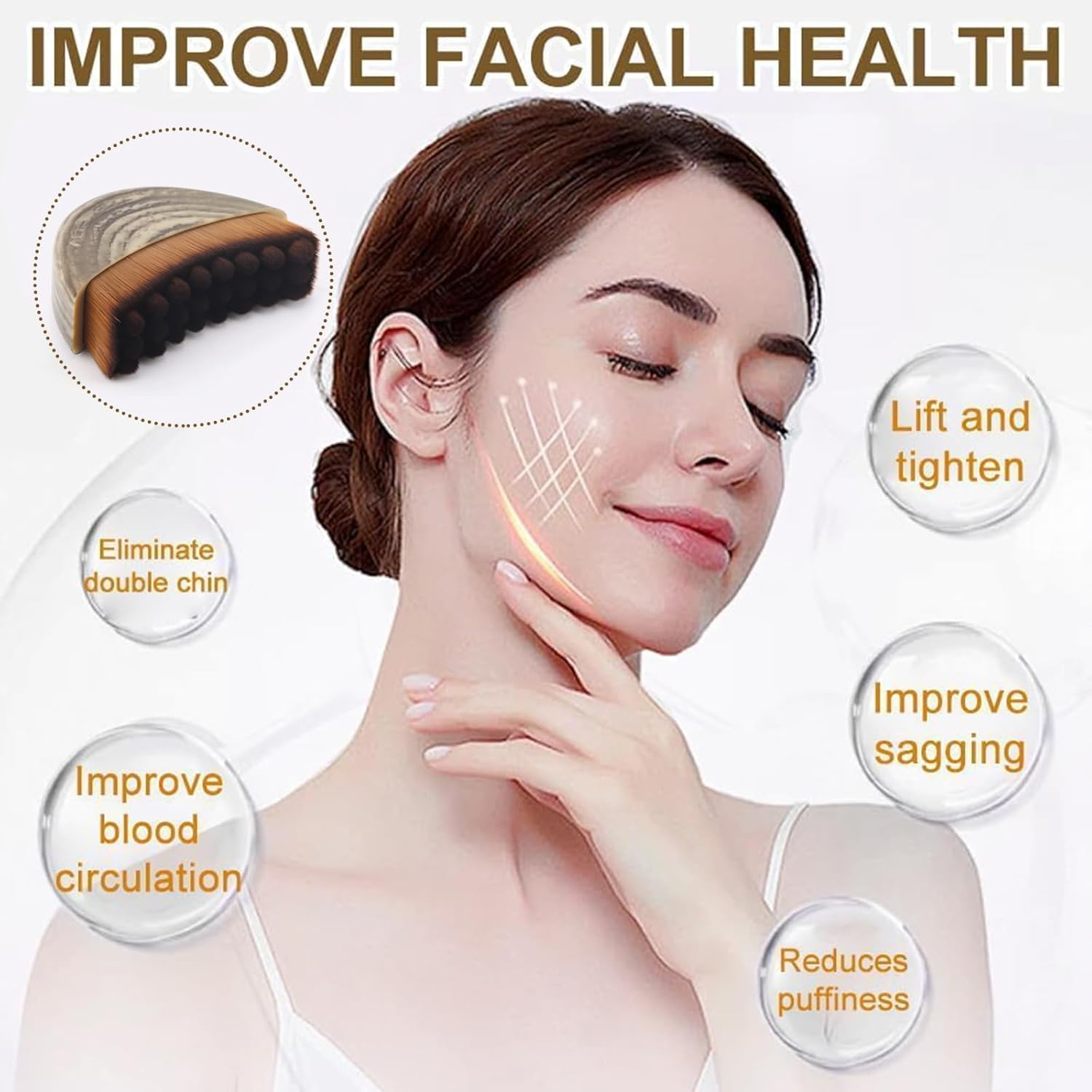 Evadollina Face Brush, Dry Brush for Lymphatic Drainage, Dry Brush, Lymphatic Drainage Massager for Face, Chin and Jaw Contouring, Christmas Gifts image number 3