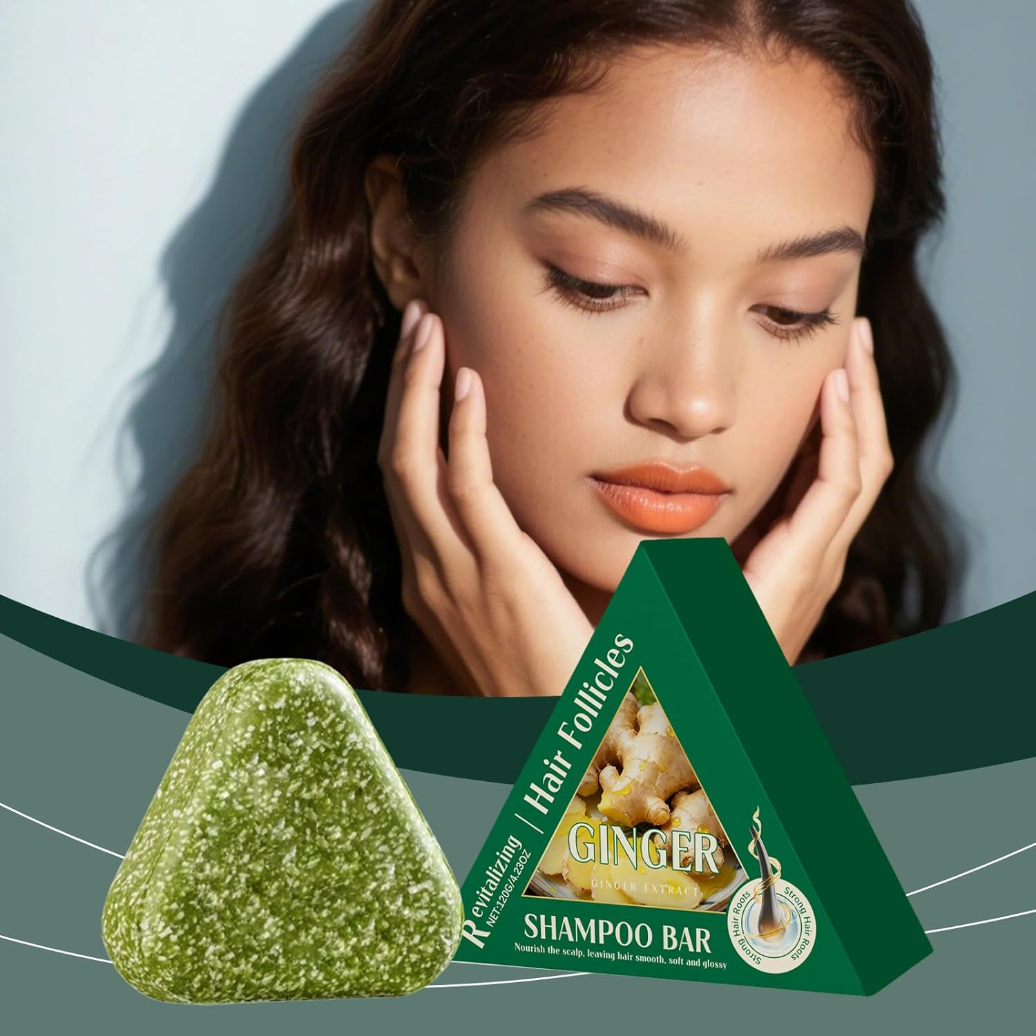 Ginger Shampoo Bar, Solid Shampoo Bars for Hair, Solid Bar for Oily and Greasy Hairs, anti Dandruff Scalp Cleanser for Men and Women, Travel-Friendly Bars for All Hair Types, Smooth Glossy (4) image number 1