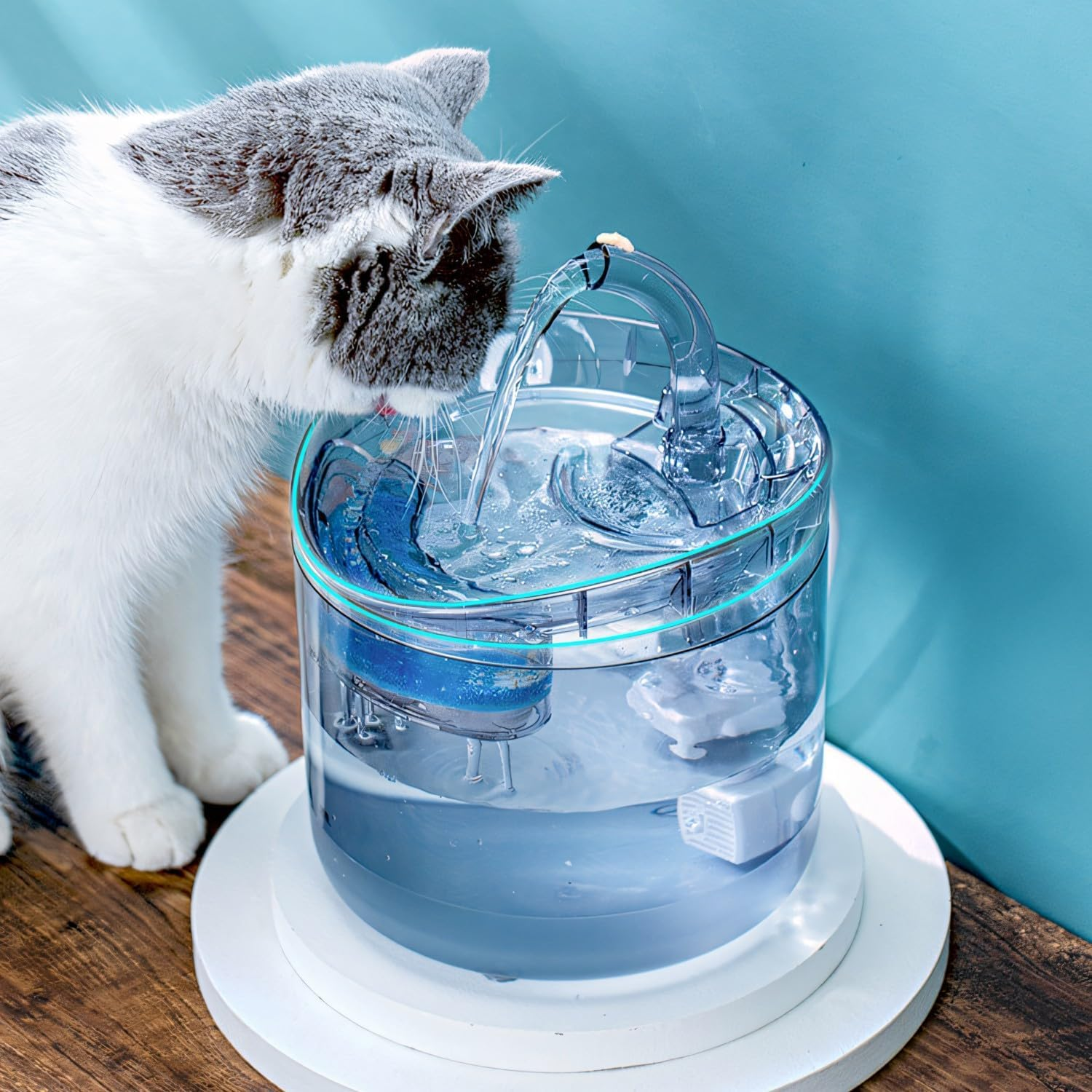 Retoo Cat Fountain Drinking Fountain 2.5 L Cat Drinking Fountain Water Fountain for Cats Dogs Automatic Pet Fountain Water Tank for Indoor Quiet Pump Water Filter 16.5 X 16.5 X 15.5 Cm image number 1