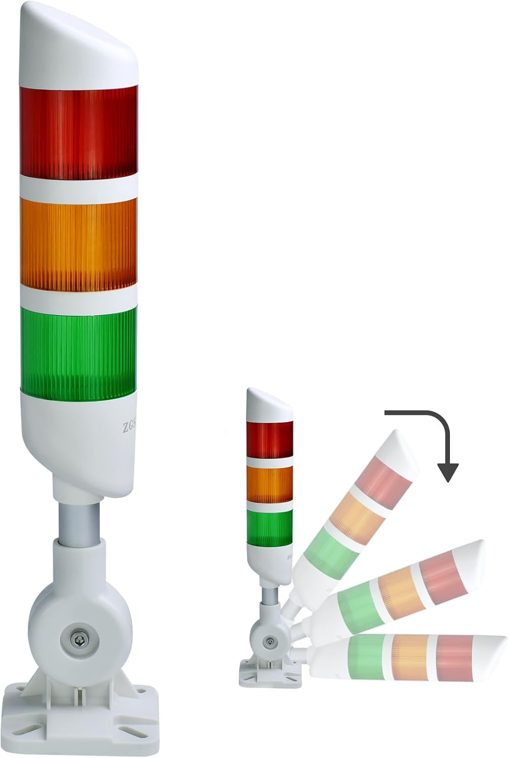 3-Layer Led Signal Tower Stack Lights, Industrial Signal Warning Lights, Column Tower Lamp with Rotatable Base Steady 24V DC/AC with Buzzer image number 2