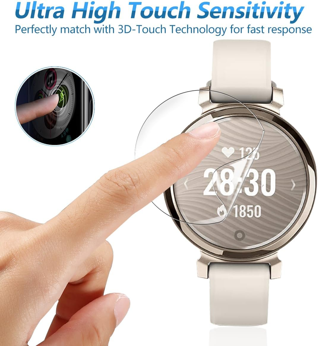 Rnnmeeko Pack of 4 Screen Protectors for Garmin Lily 2, Protective Glass for Garmin Lily 2 Tempered Glass, Ultra HD Clear for Garmin Lily 2 Tempered Glass Film, 3D round Edge Screen Protector