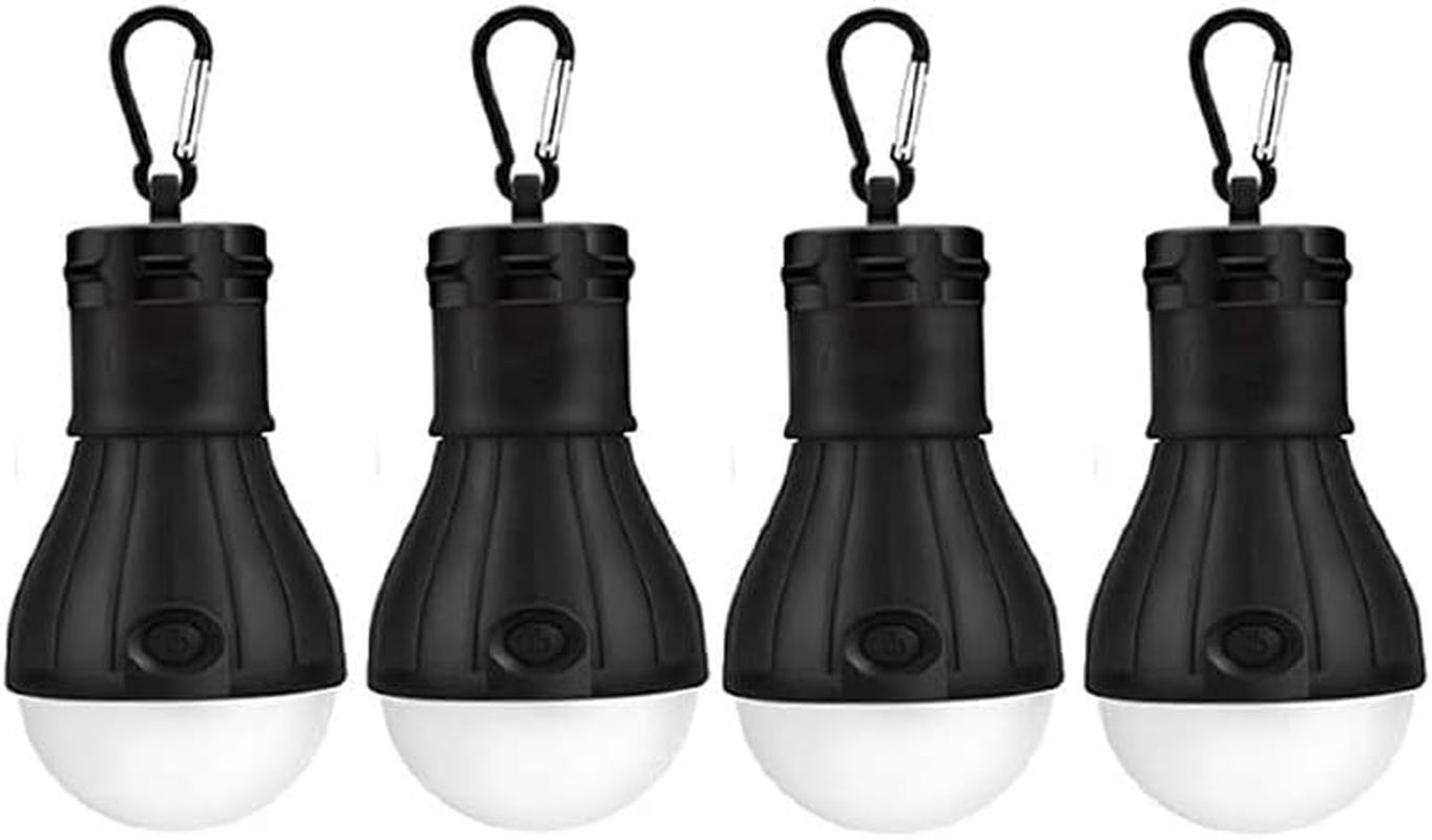 LED Tent Light 4-Pack Clip Hook Hurricane Emergency Lights LED Camping Light Bulb Camping Tent Lamp Portable Lantern Bulb Camping Equipment for Camping, Hiking (Black) image number 2