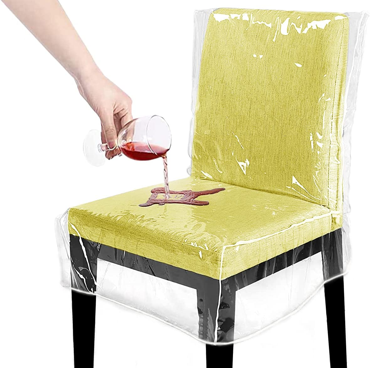 Plastic Chair Covers for Dining Room Waterproof Plastic Chair Covers with Backrests Heavy Duty Clear Chair Seat Cover, No Dust, Dirt, Spill, Paws and Claws Fit W/21 X D/18 Inch (2 Pack) image number 5