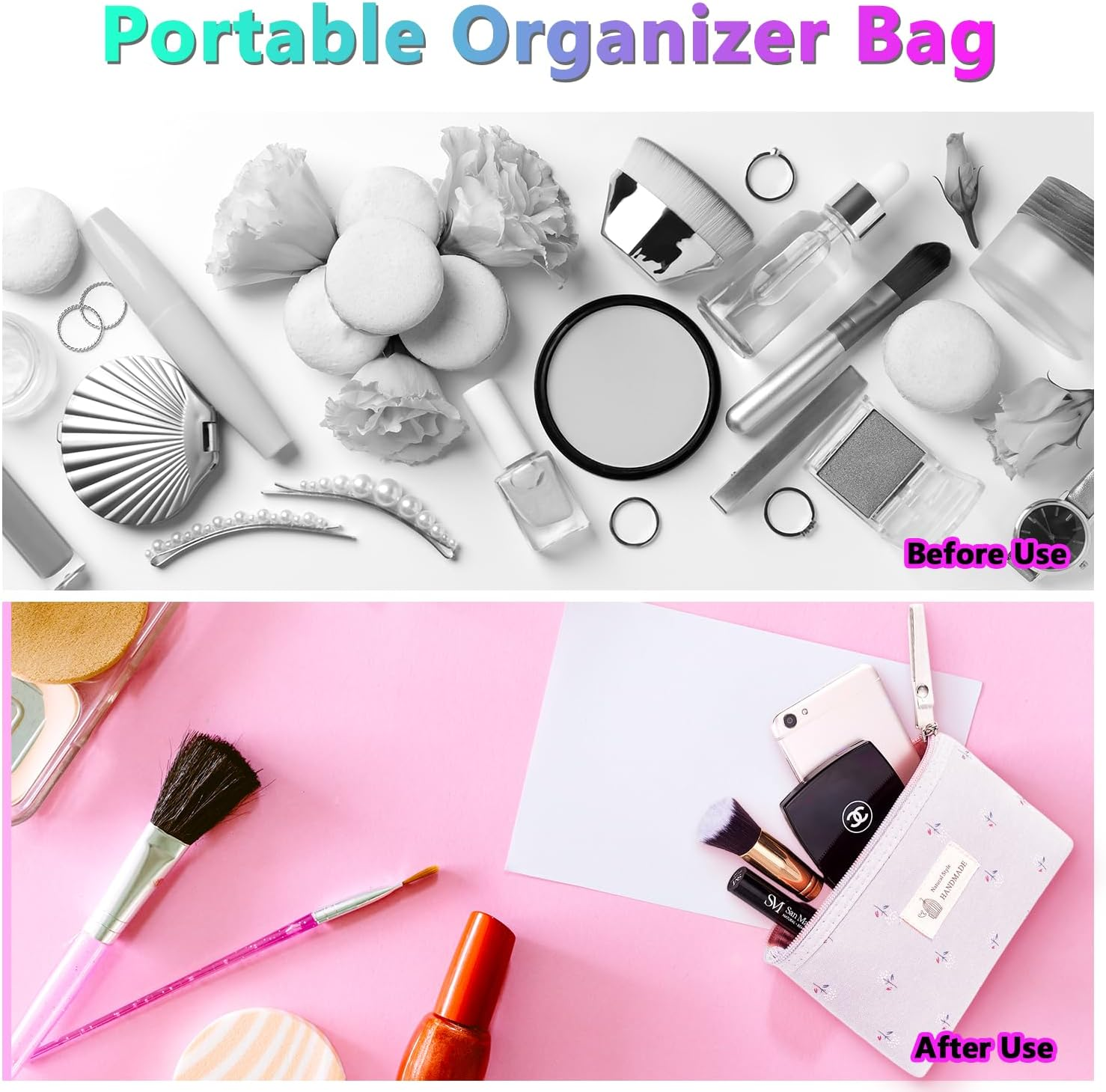 Ally-Magic E23-XXHZB4 Cosmetic Bag, Small Cosmetic Bag, Elegant with Floral Pattern, Toiletry Bag for Women, Zip, Coin Bag image number 2