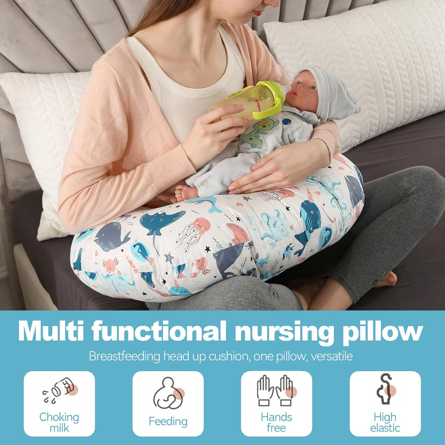 Nursing Pillow, Multifunctional Breast Feeding Pillows for Mom Washable Breastfeeding Pillows image number 3