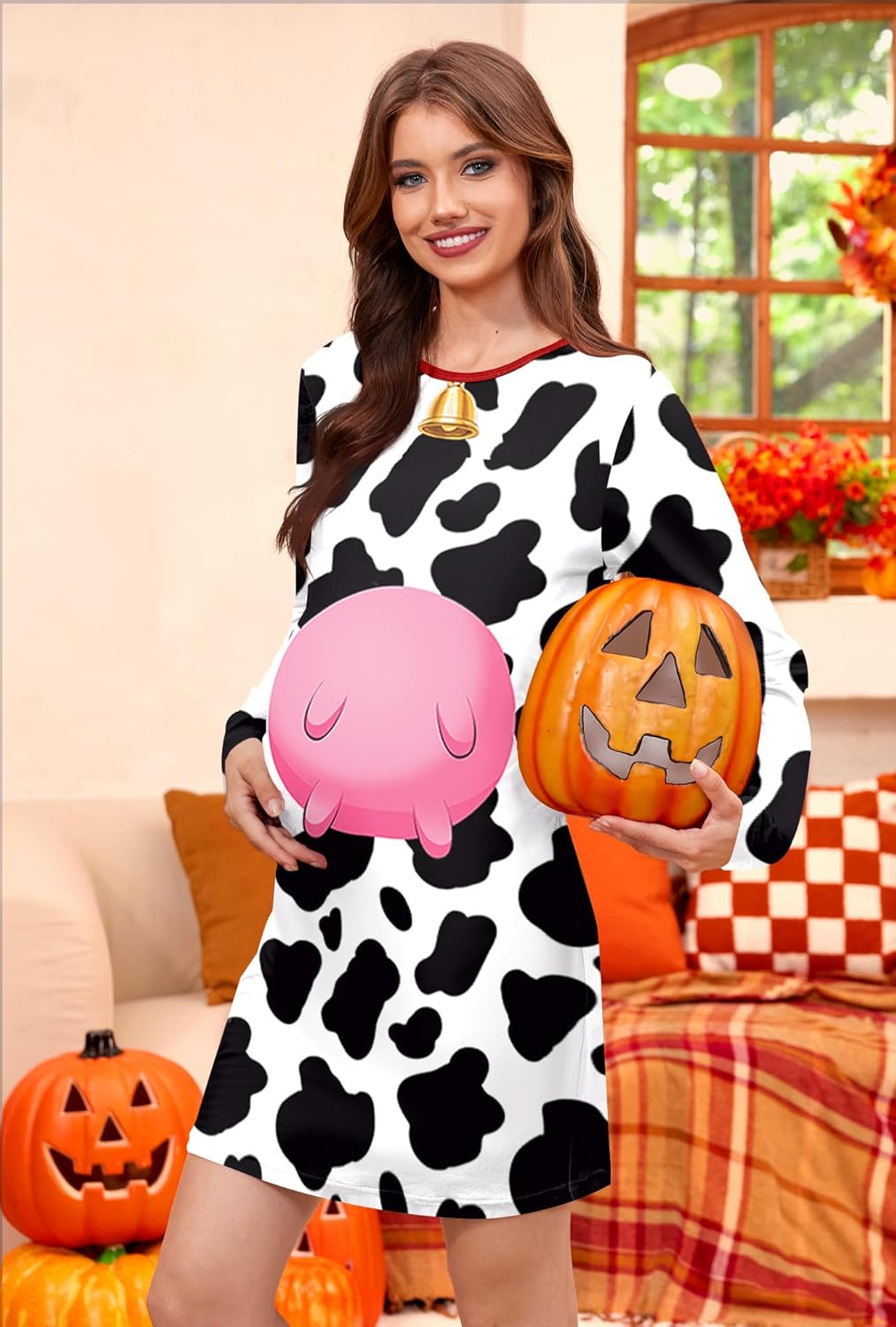 For G and PL Halloween Women'S Long Sleeve Pregnant Maternity Pregnancy Cosplay Dress