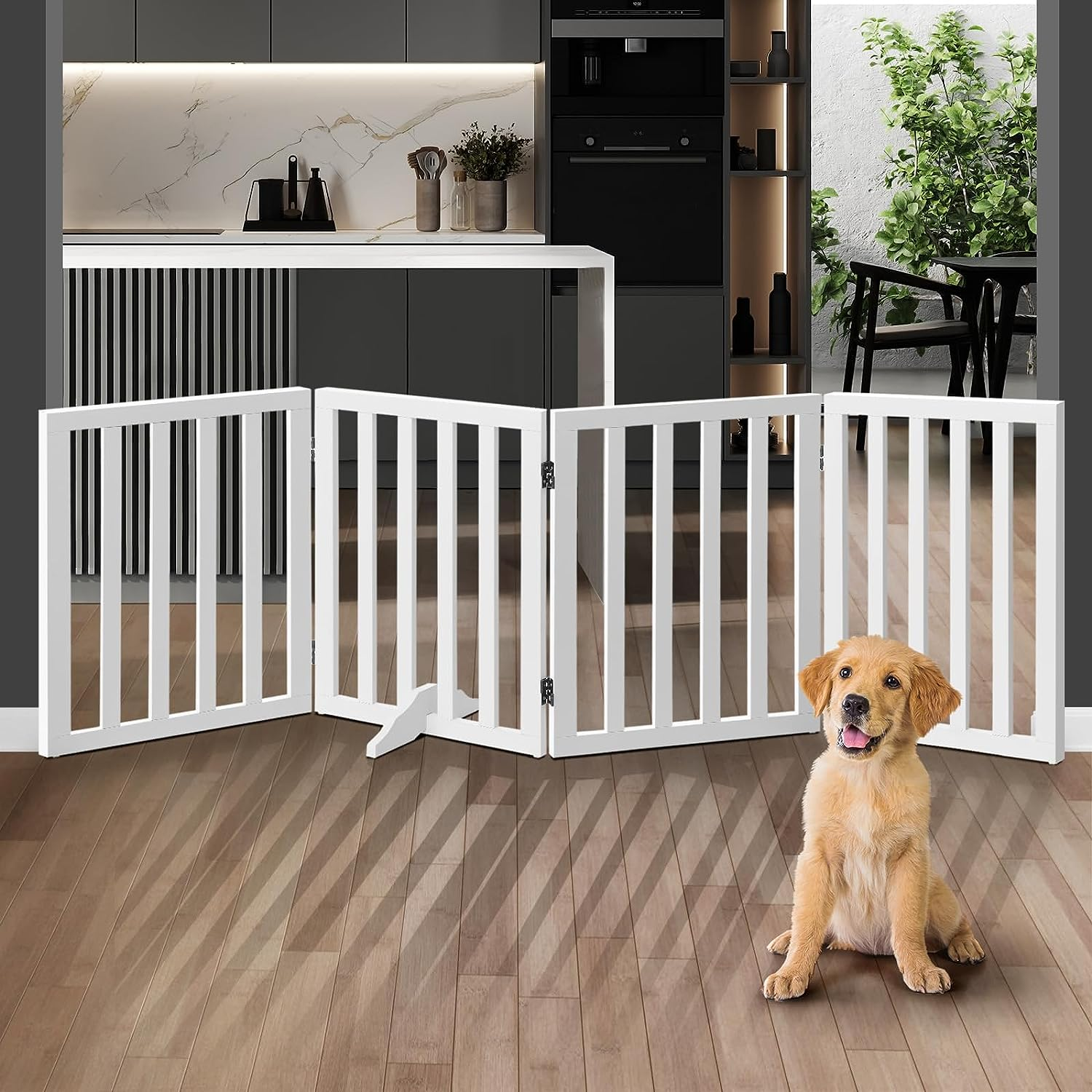 Dog Gate with Support Leg Pet Gate Fence 142 X 60.5 X 2Cm Grey