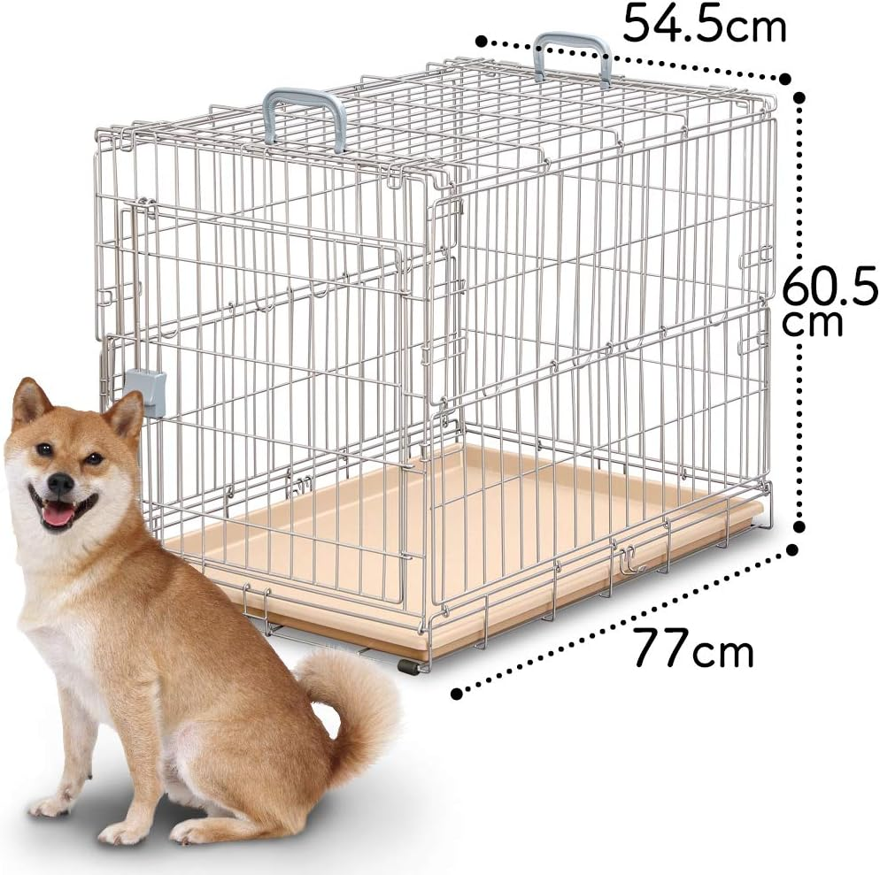 Iris Ohyama Dog Cat Cage, Folding, Silver, for Medium Dogs, Width 21.5 X Depth 30.3 X Height 23.8 Inches (54.5 X 77 X 60.5 Cm) image number 3