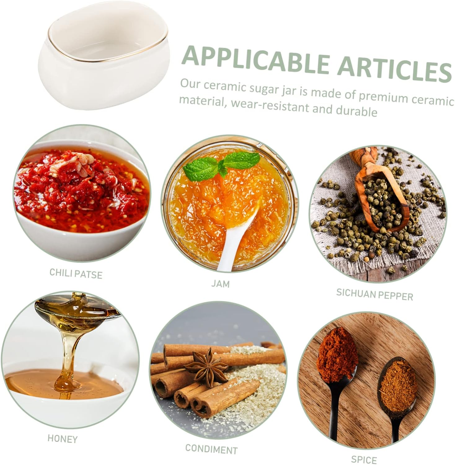 OATIPHO Ceramic Sugar Bowl Ceramic Storage Jar for Home for Sugar Storage for Kitchen Use image number 4