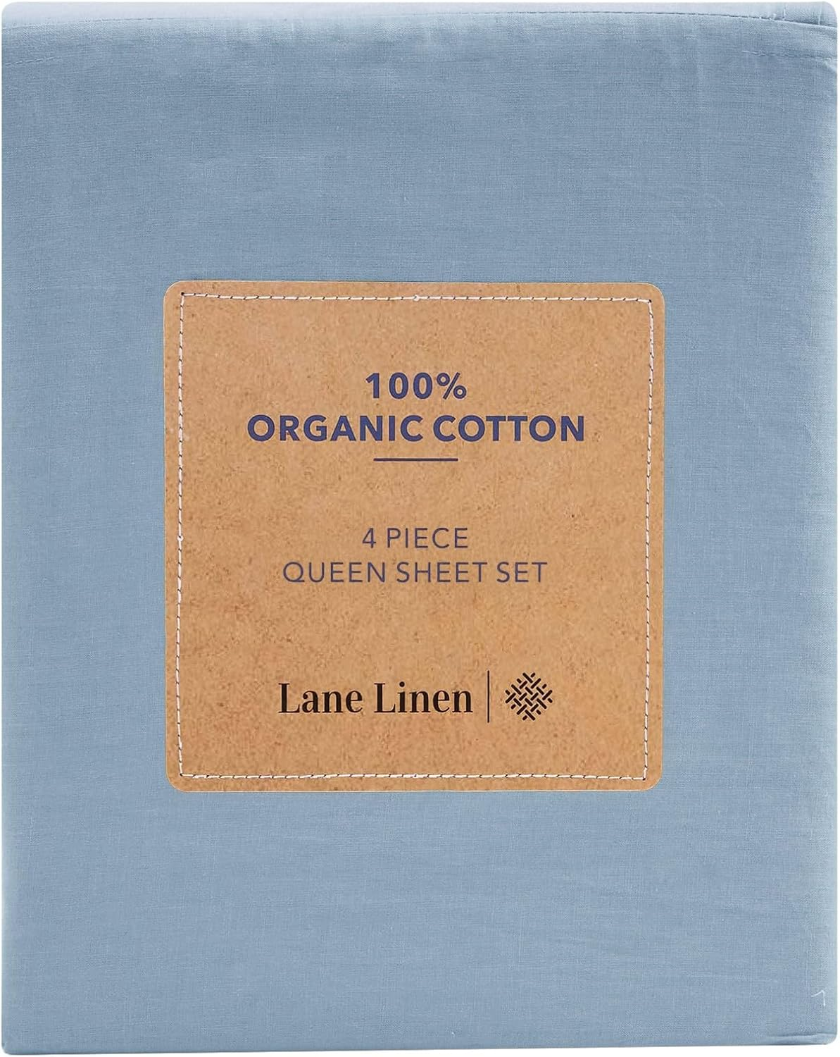 Lane Linen 100% Organic Cotton Bed Sheets, French Blue, Single, 3 Piece Set (1 Flat Sheet, 1 Fitted Sheet, 1 Pillowcase) image number 2