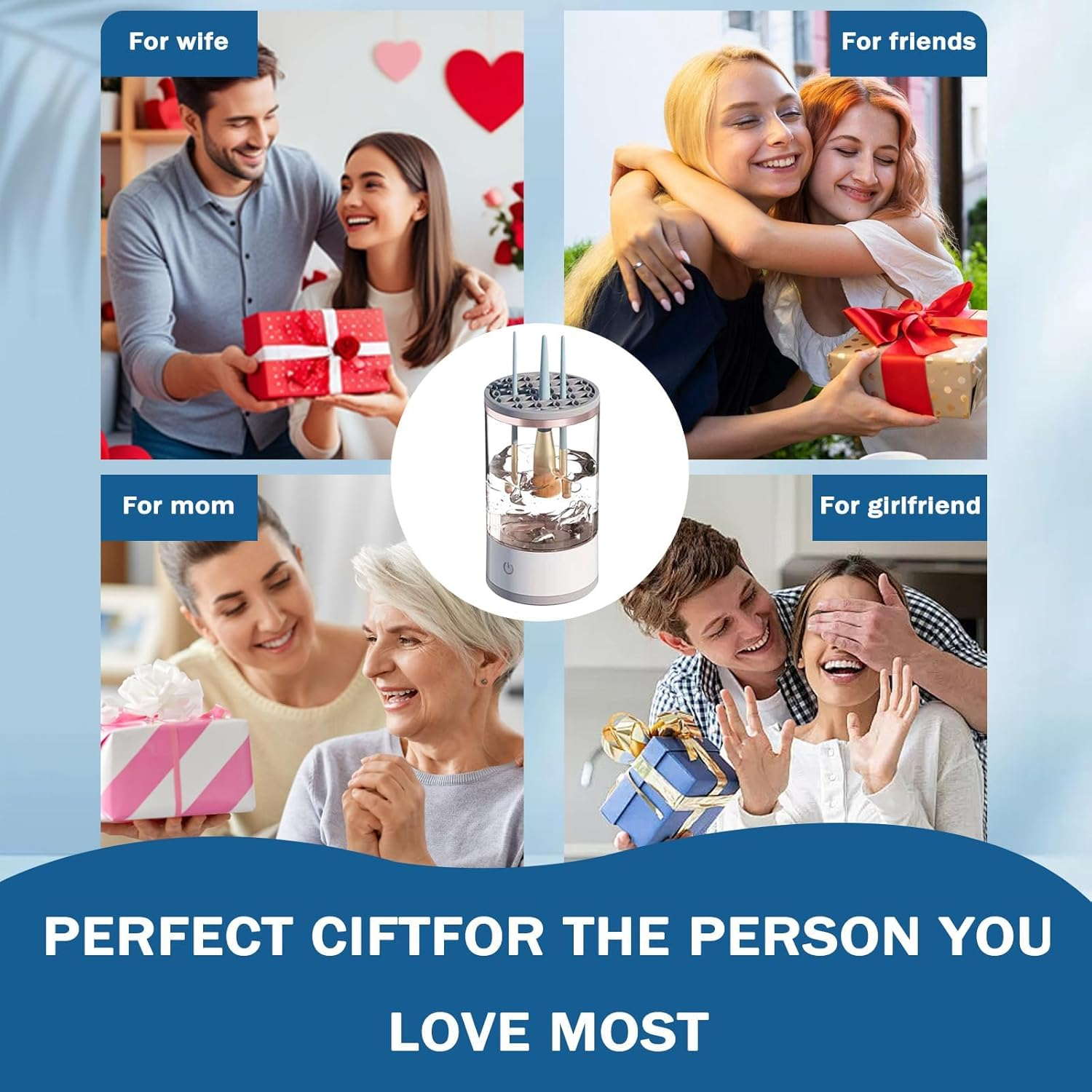 Make up Brush Cleaner, Cosmetic Brush Cleaner, Automatic Spinning Makeup Brush Cleaner for for All Size Makeup Brush (Transparent) image number 2