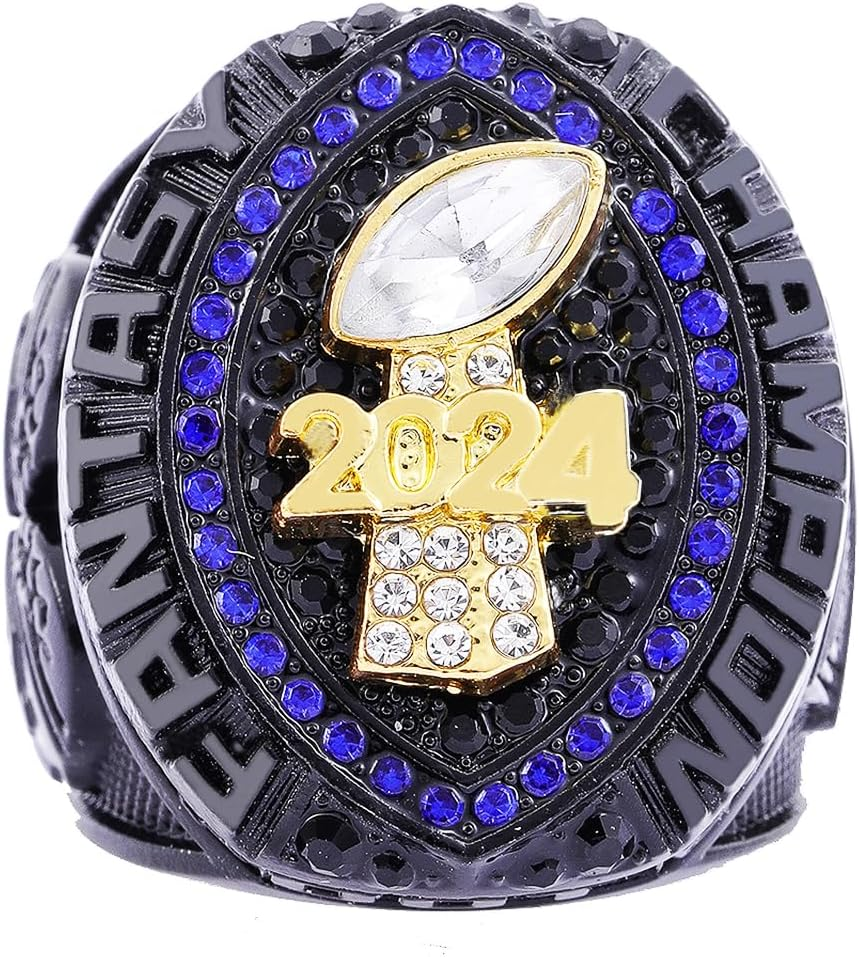 Noblehead 2024 Fantasy Football Ring | Heavy FFL Champion Ring | Gold Silver Tone Plated Award Trophy for Fantasy Football League Winner image number 5