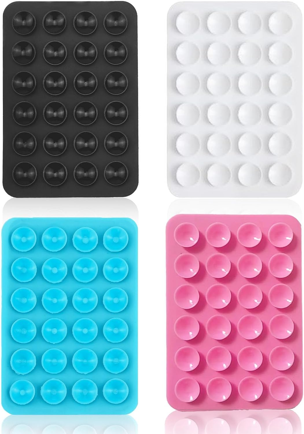 Zakora 4 Piece Cell Phone Suction Cup,Silicone Suction Cup Cell Phone, Adhesive Back,For Mobile Power Cellphones Selfies and Videos (Black White Pink)