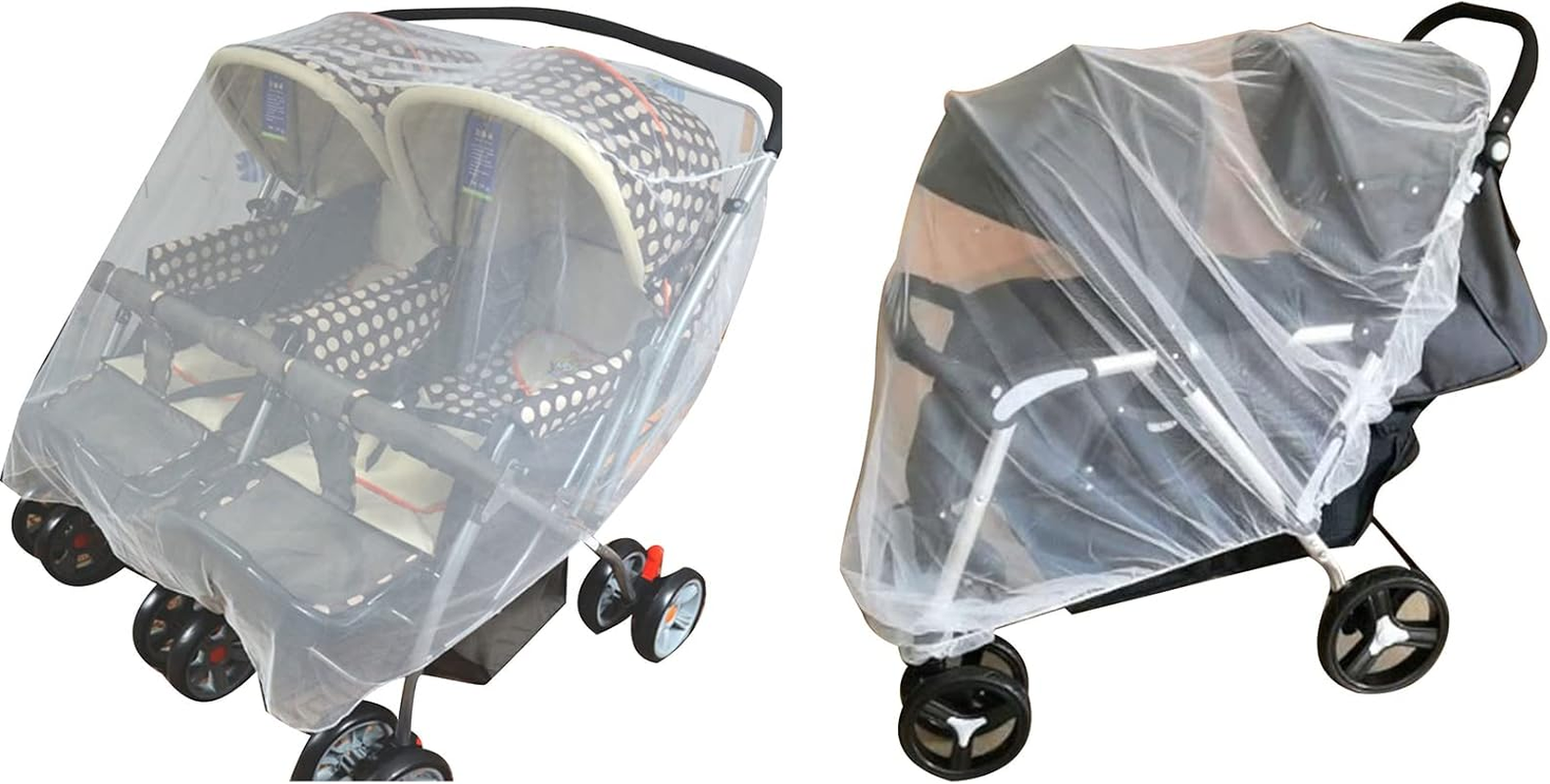 REDYY Double Stroller Mosquito Net, Ultra-Fine Mesh, Elastic Closure, Tulle Material, Universal Size image number 5