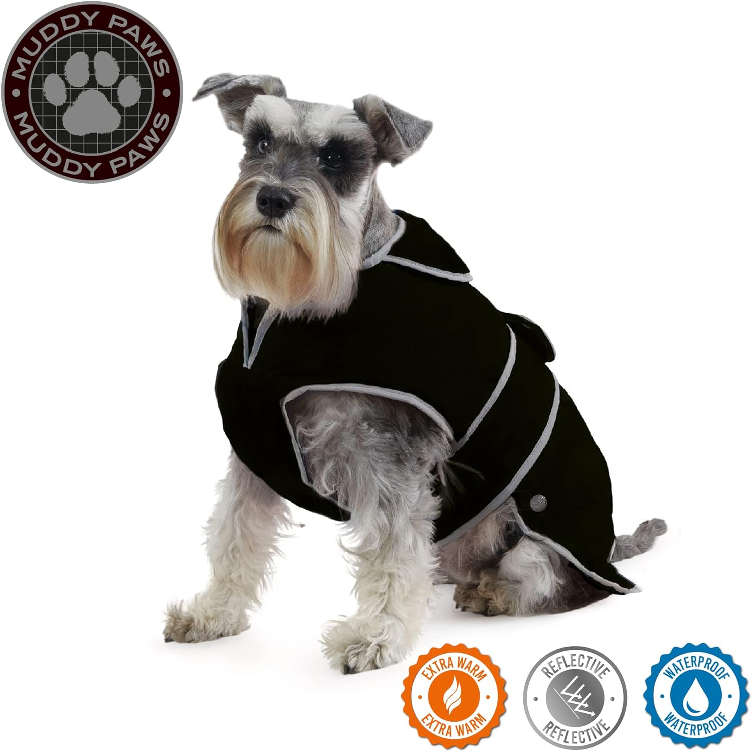 Ancol Muddy Paws All Weather Stormguard Dog Puppy Coat Black - Waterproof Pet Jacket with Fleece Lining and Chest Protector - Elasticated Neck and Leg Straps - 40 Cm Length up to 65 Cm Girth - Medium image number 5