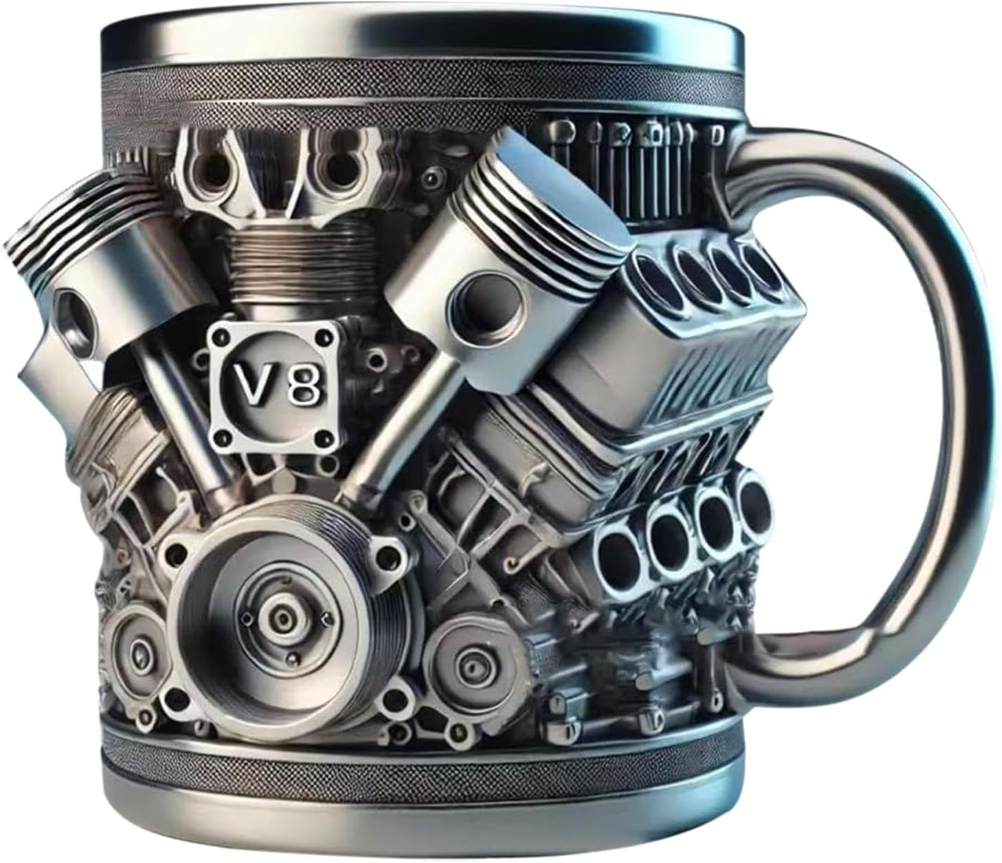 V8 Engines Stainless Steel Cup, 15OZ V8 Engine Coffee Mug, Creative Car Engine Coffee Cup with Insulated Handle, 2025 Novelty Automobile Engine Coffee Mug, for Car Lovers Gift image number 4