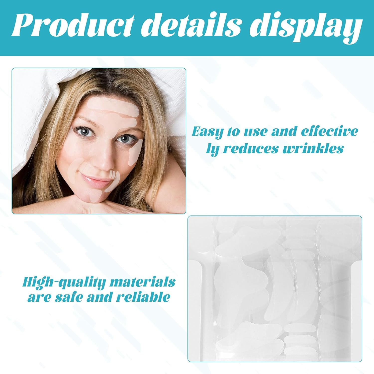 Face Tape for Wrinkles, Silicone Wrinkle Patches, Wrinkles Schminkles, Reusable Face Tape for Reducing Forehead Eye, Mouth or Forehead Wrinkles, anti Wrinkle Patches for Face Overnight Prevention image number 2