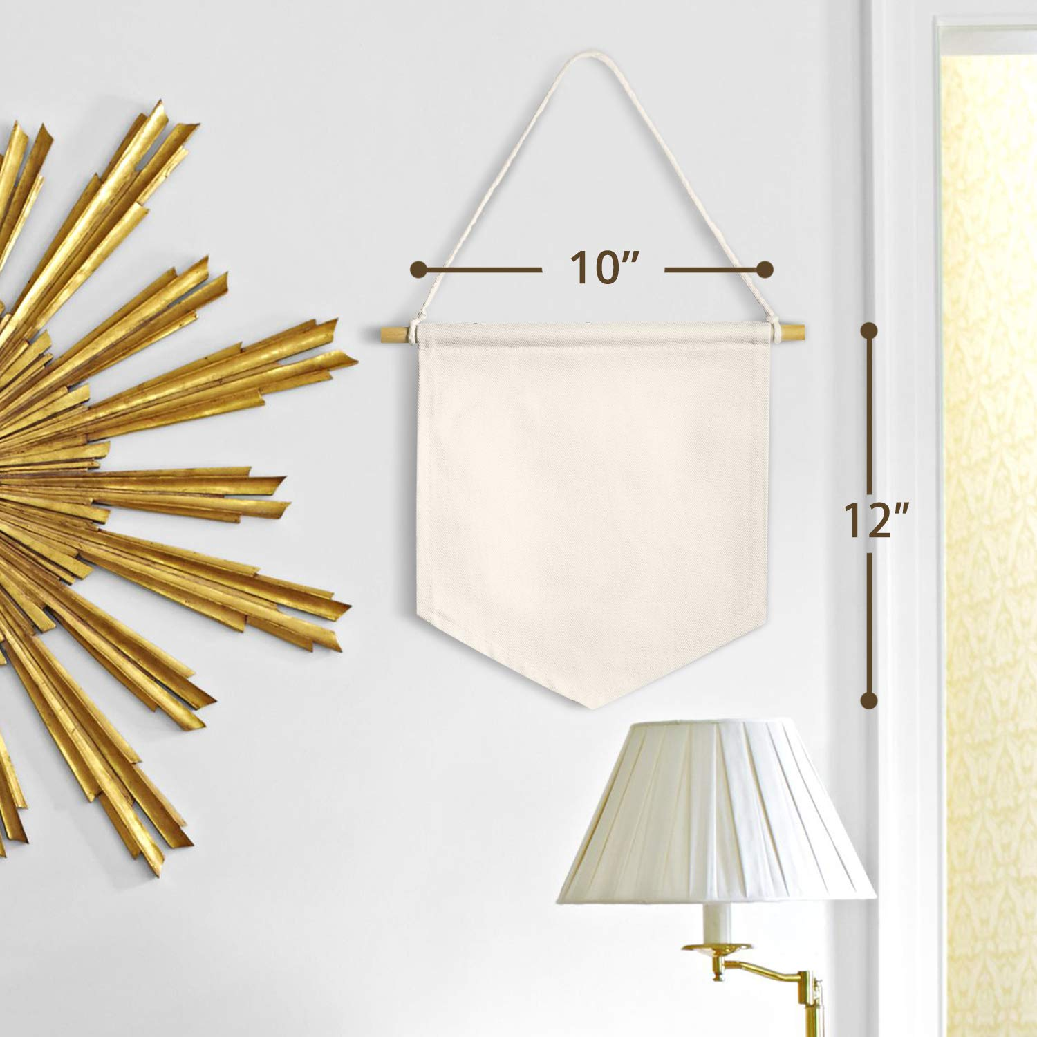 Anley Canvas Wall Banners - Blank Fabric Badge & Wooden Dowel & Pre-Tied String - Decorative DIY Plaque, Display for Indoors, Baby Shower, Wedding, Graduation(2Pcs) image number 1