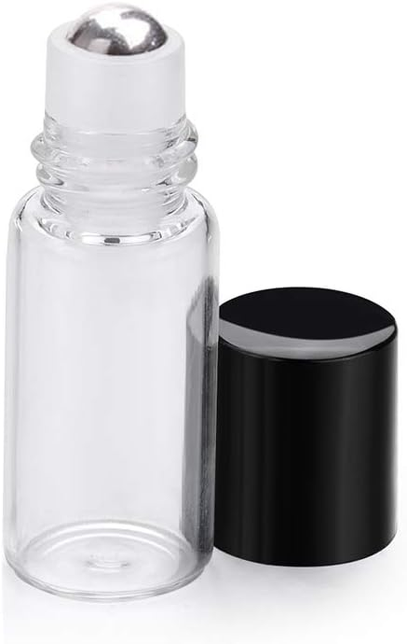 50 Pack 3Ml Clear Glass Sample Vials for Essential Oils, Empty Roller Bottle with Stainless Steel Ball - 3/4 Dram Perfume Roll on Container - Funnel, Opener, Dropper Included image number 1